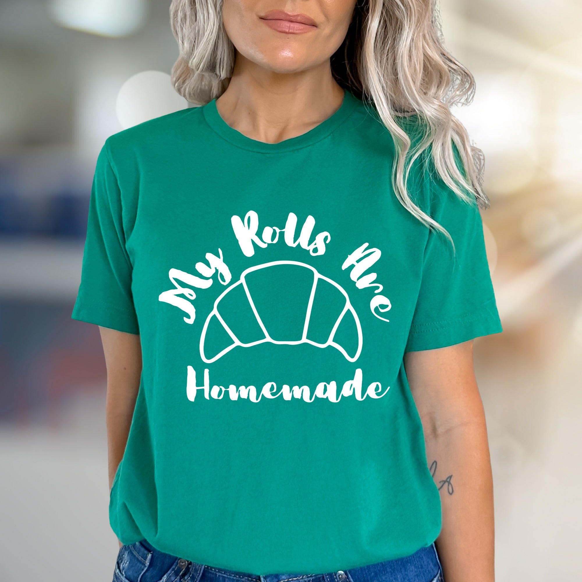 "My Rolls Are Homemade" Croissant Graphic Tee, a Bakery Lover's Casual Pick