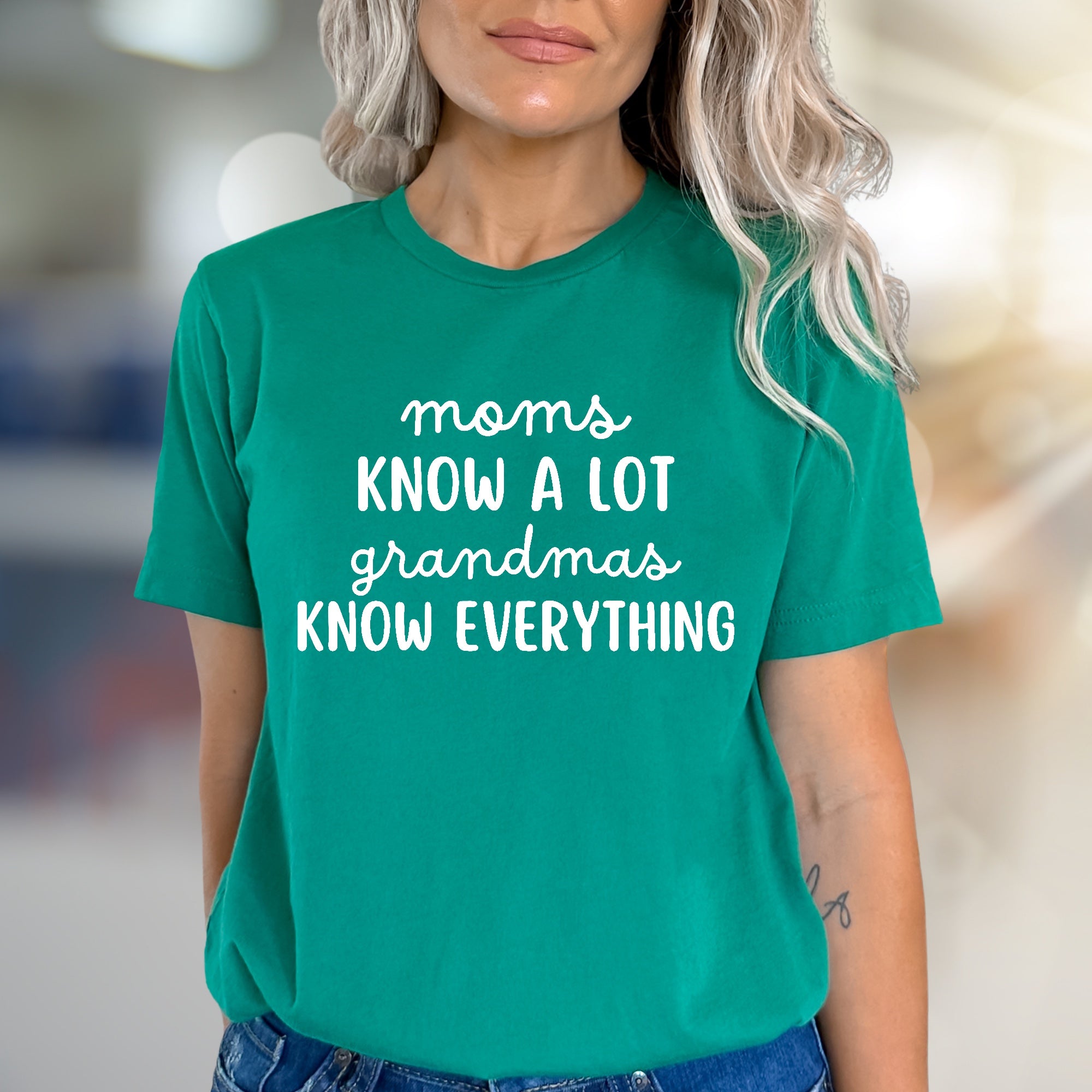 "Moms Know a Lot Grandmas Know Everything" Wisdom Graphic Tee, a Family Love Pick for Grandchildren