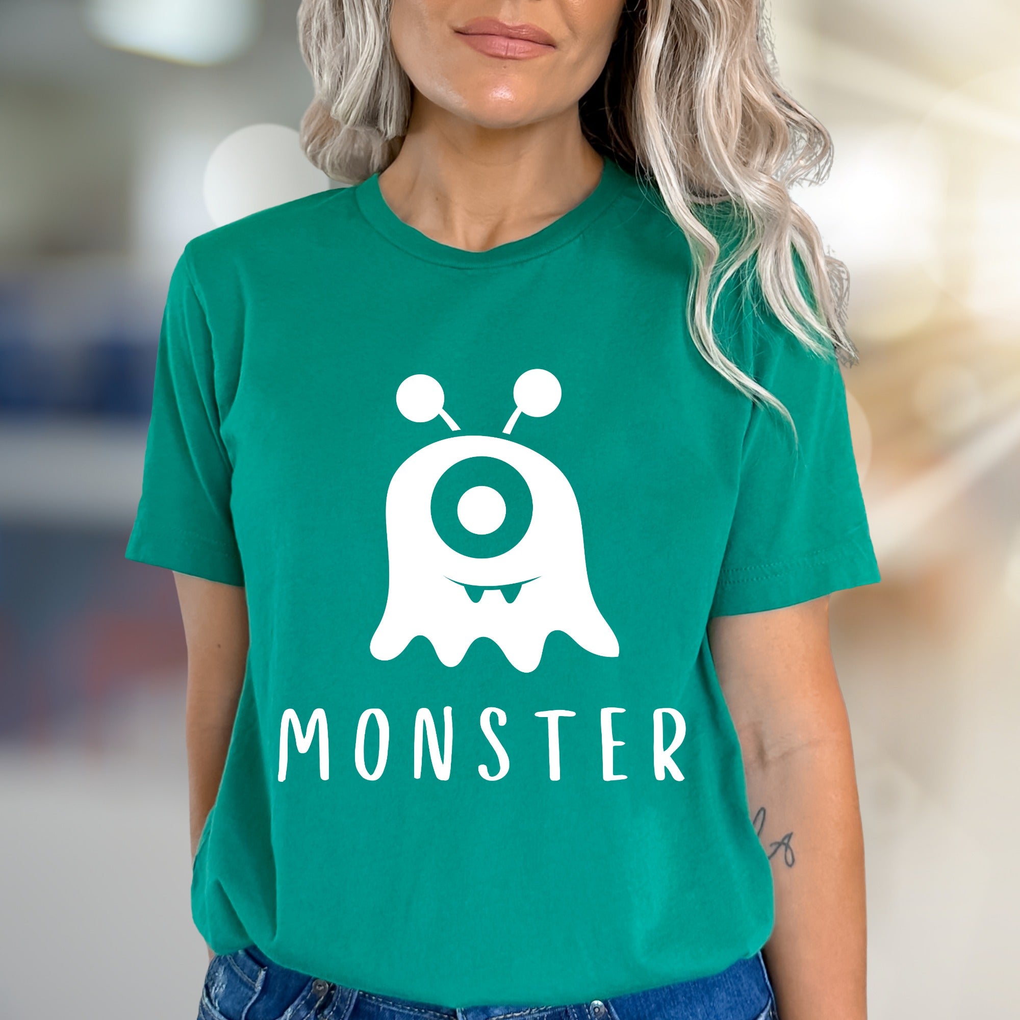 "MONSTER" Cute Spooky Graphic Tee, a Whimsical Pick for Halloween Enthusiasts