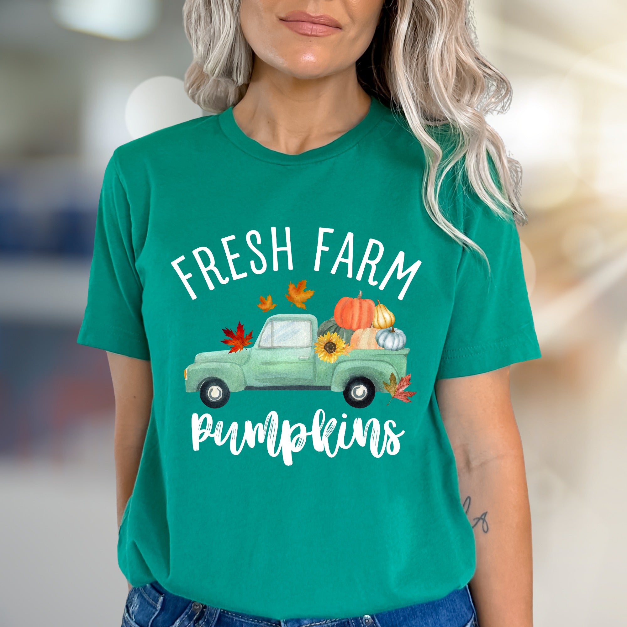 "Fresh Farm Pumpkins" Autumn Graphic Tee, a Rustic Pick for Fall Lovers