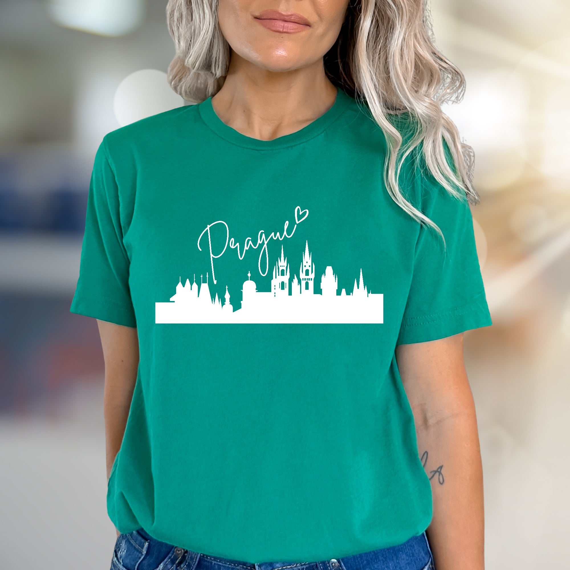 "Prague" Cityscape Graphic Tee, a Travel Souvenir Pick for Adventurers