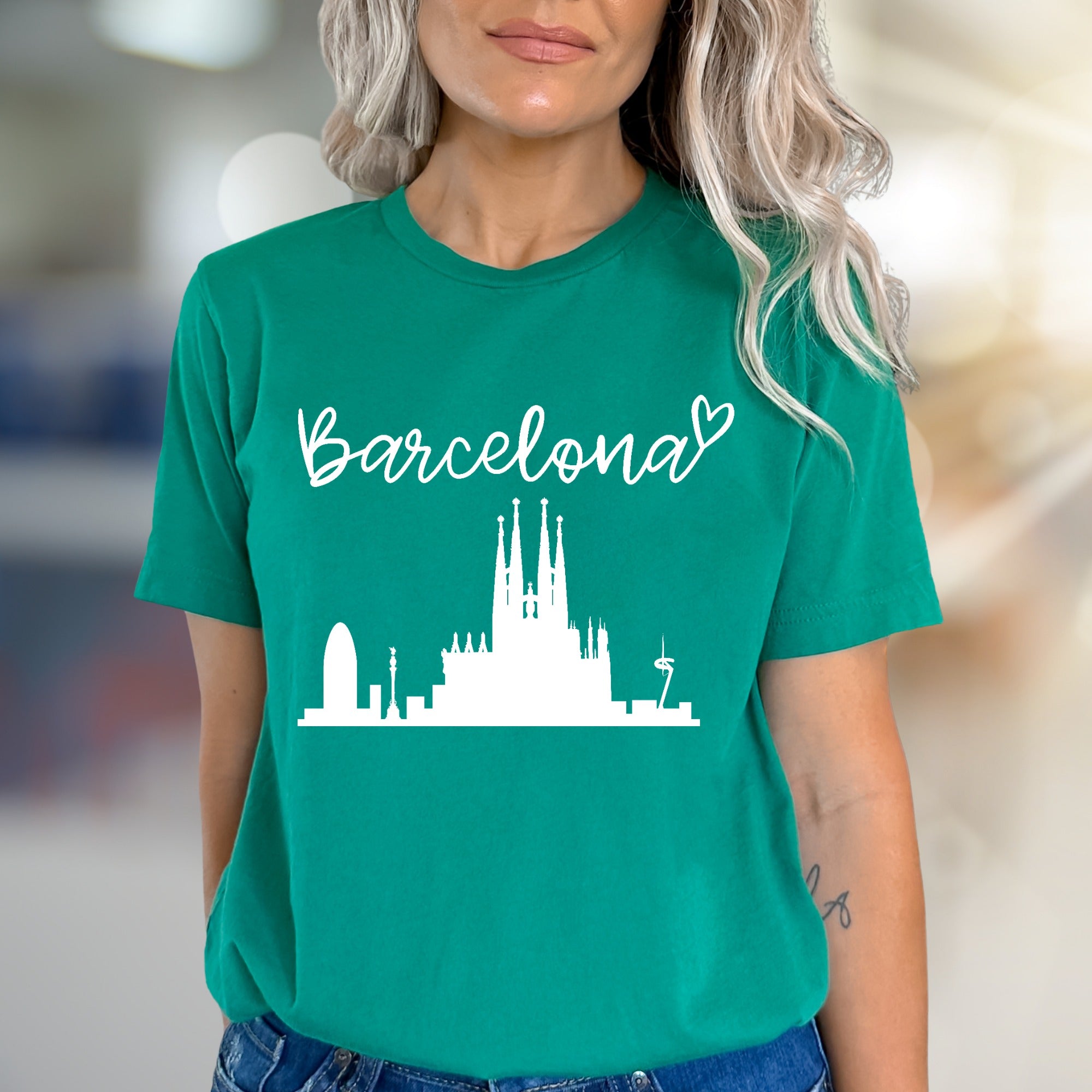 “Barcelona” Cityscape Graphic Tee, A Travel Enthusiast's Urban Pick