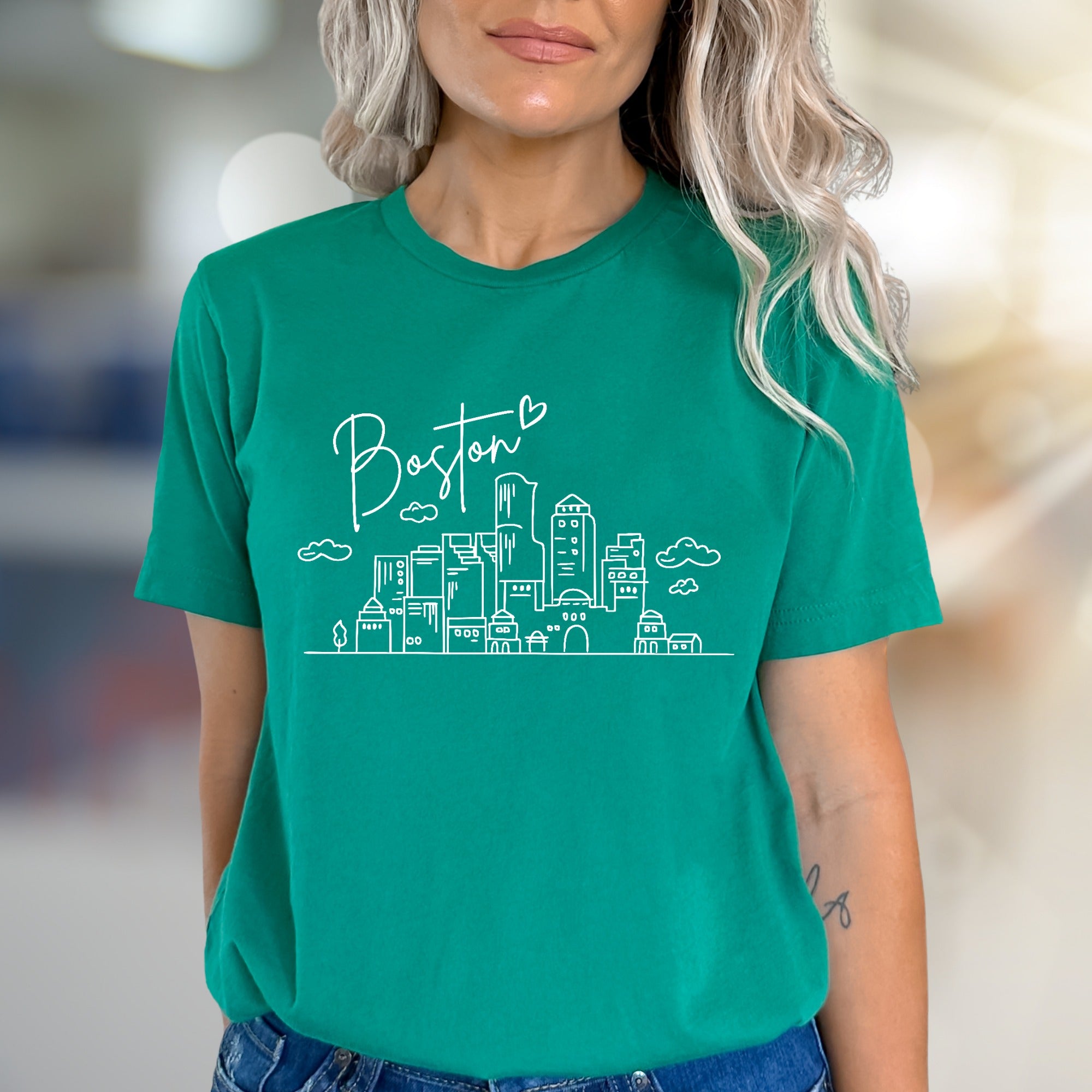 "Boston" Minimalist Skyline Graphic Tee, a City Love Pick for Travelers & Locals