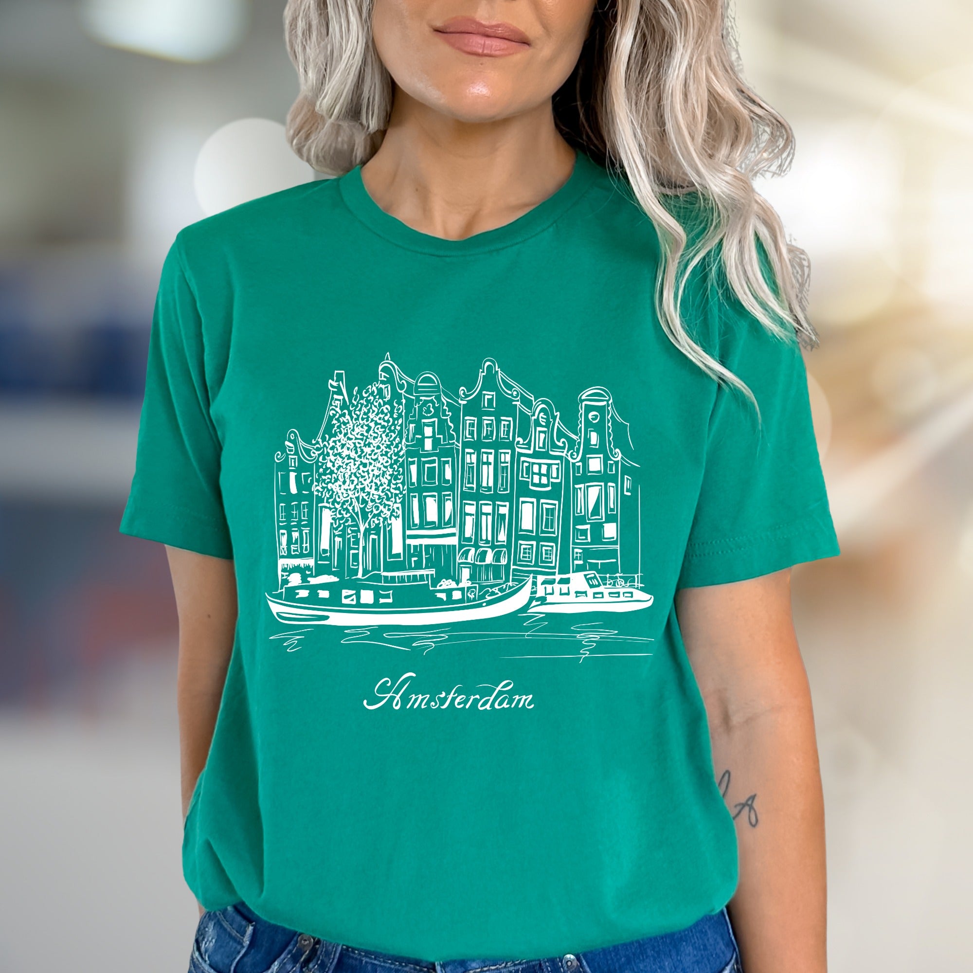 "Amsterdam" Canal City Graphic Tee, a Travel Souvenir Pick for Wanderers
