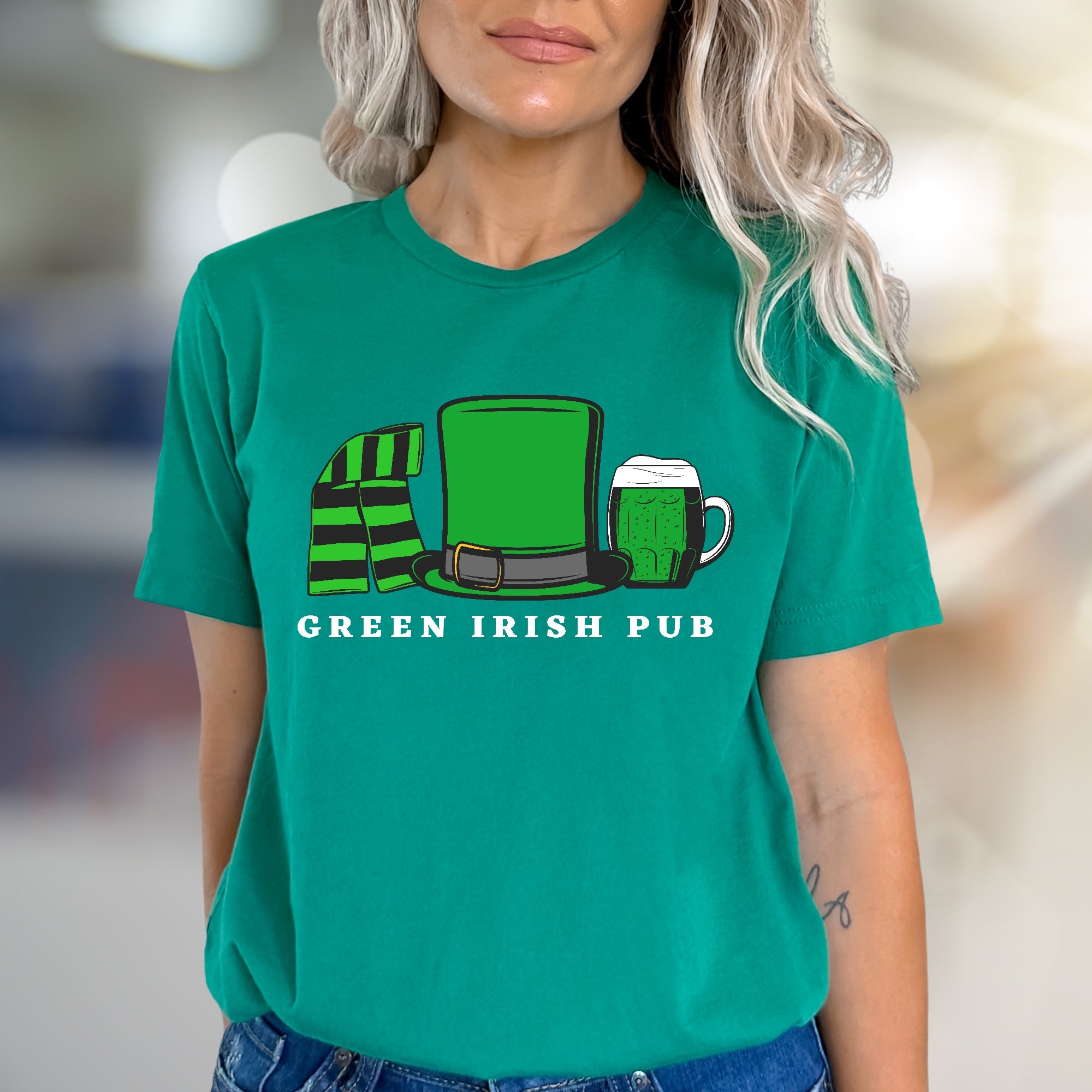 "GREEN IRISH PUB" Irish Celebration Graphic Tee, a St. Paddy's Day Pick for Enthusiasts
