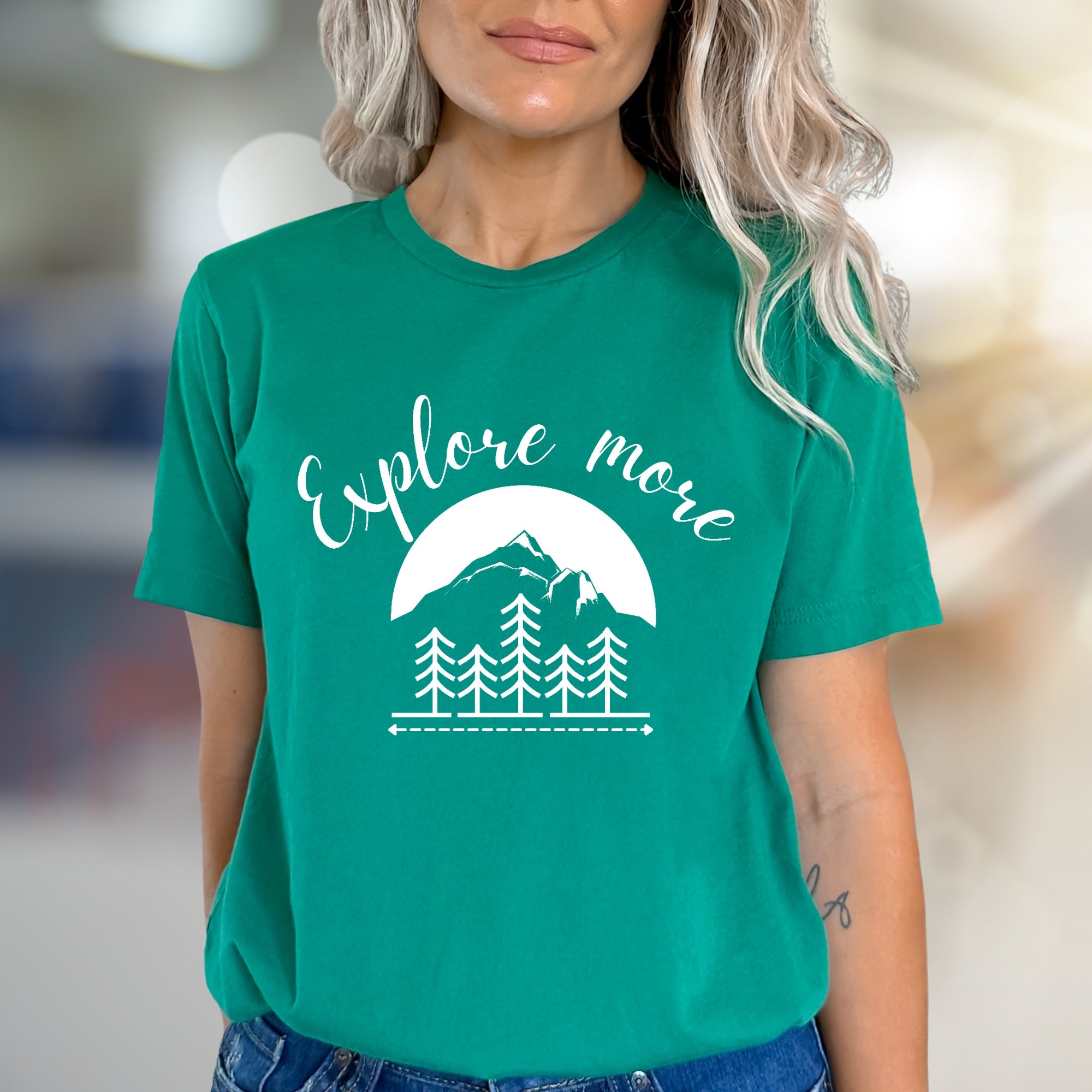 "Explore More" Mountain & Forest Graphic Tee, a Nature-Inspired Pick for Adventurers