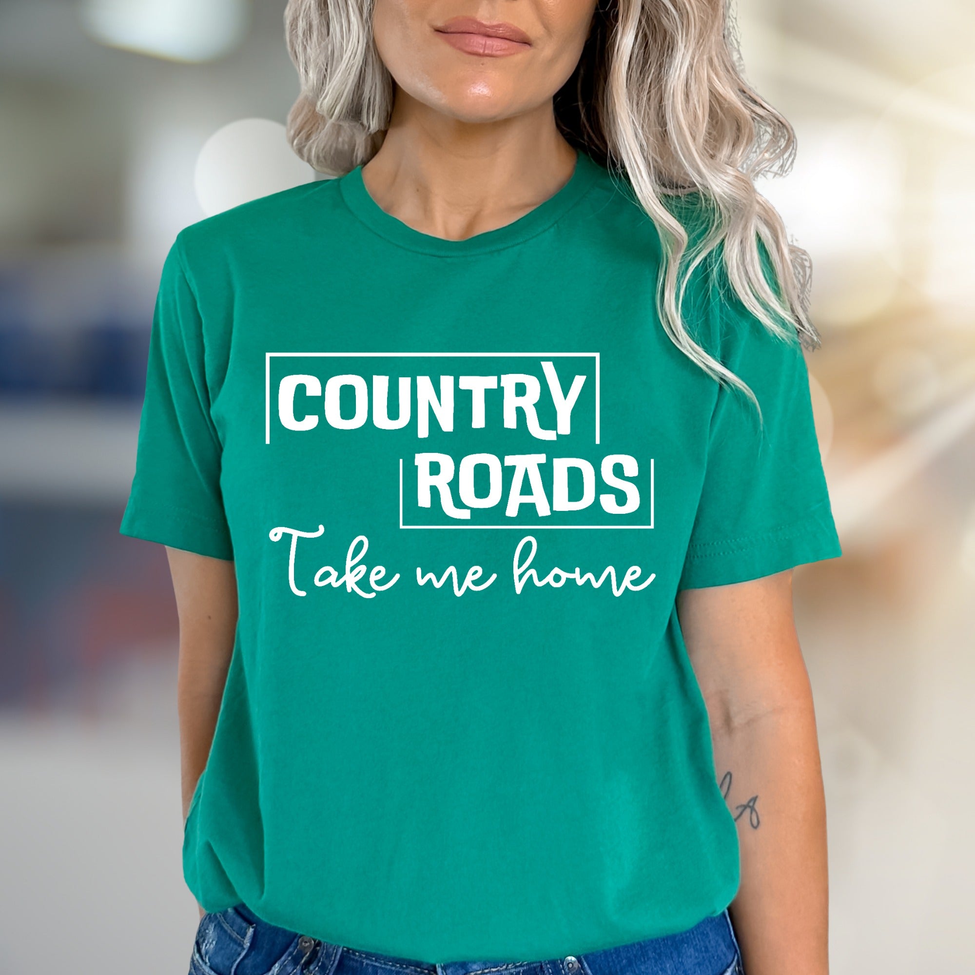 "COUNTRY ROADS Take me home" Rustic Graphic Tee, a Nostalgic Pick for Wanderers