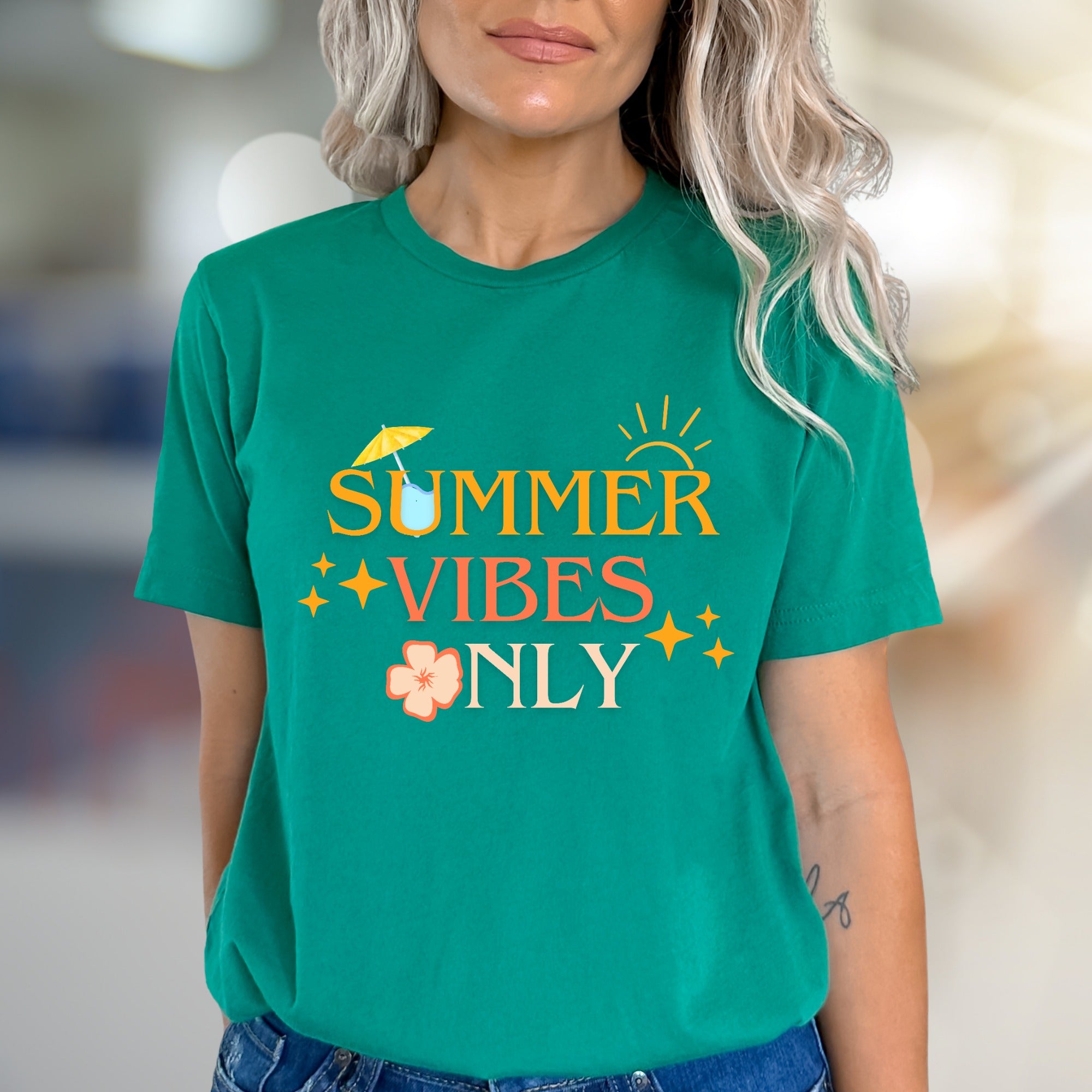 "SUMMER VIBES ONLY" Tropical Graphic Tee, a Sunshine Pick for Free Spirits