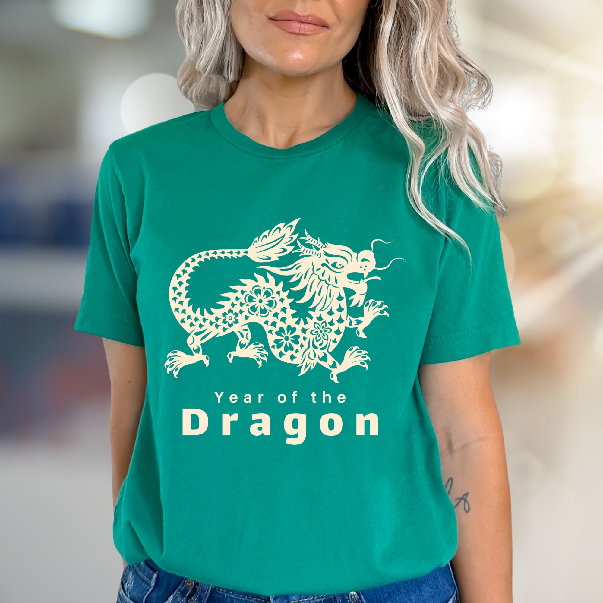 "Year of the Dragon" Folk Graphic Tee, an Empowering Asian Zodiac Pick for Enthusiasts