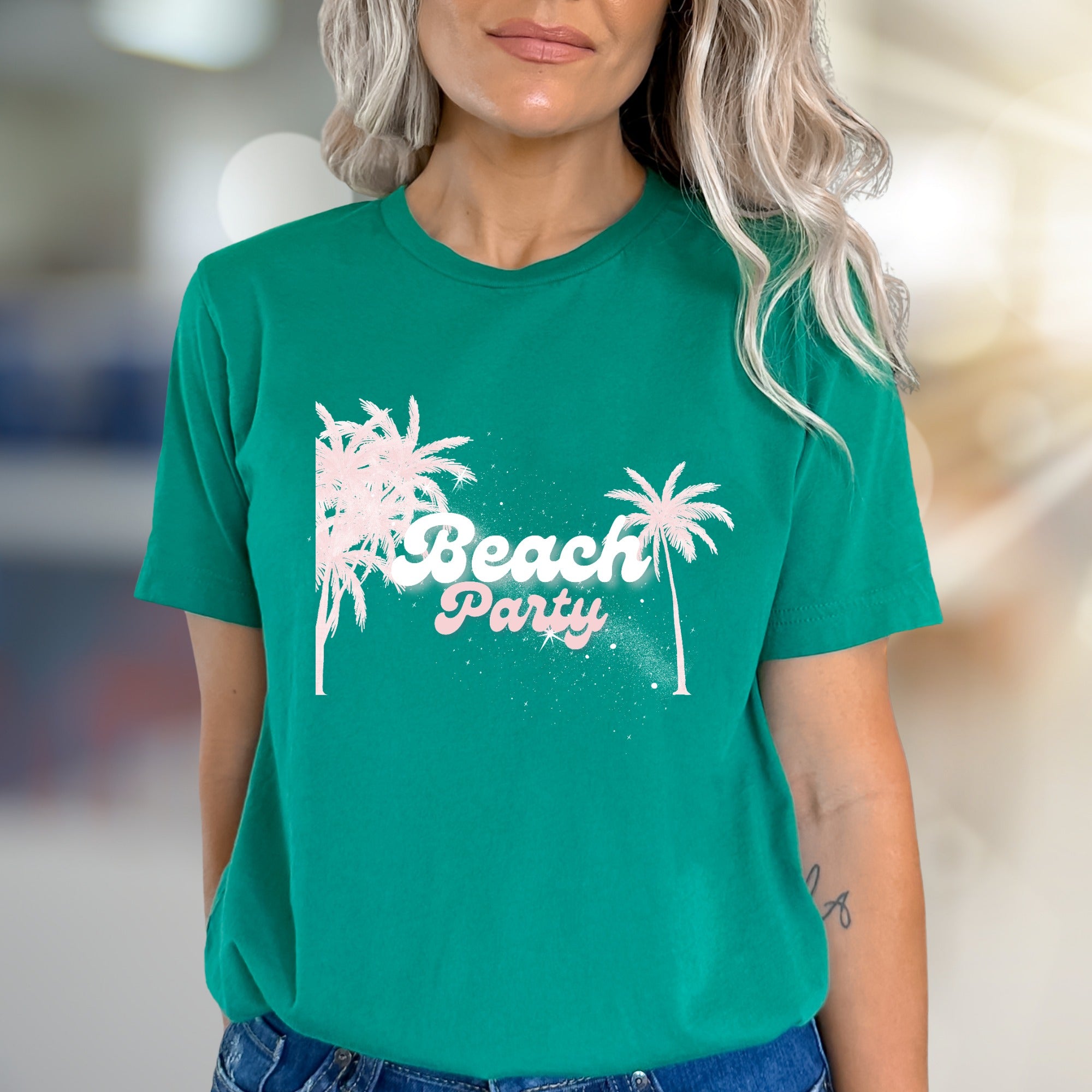 "Beach Party" Tropical Neon Graphic Tee, a Vacation Vibe Pick for Beach Lovers