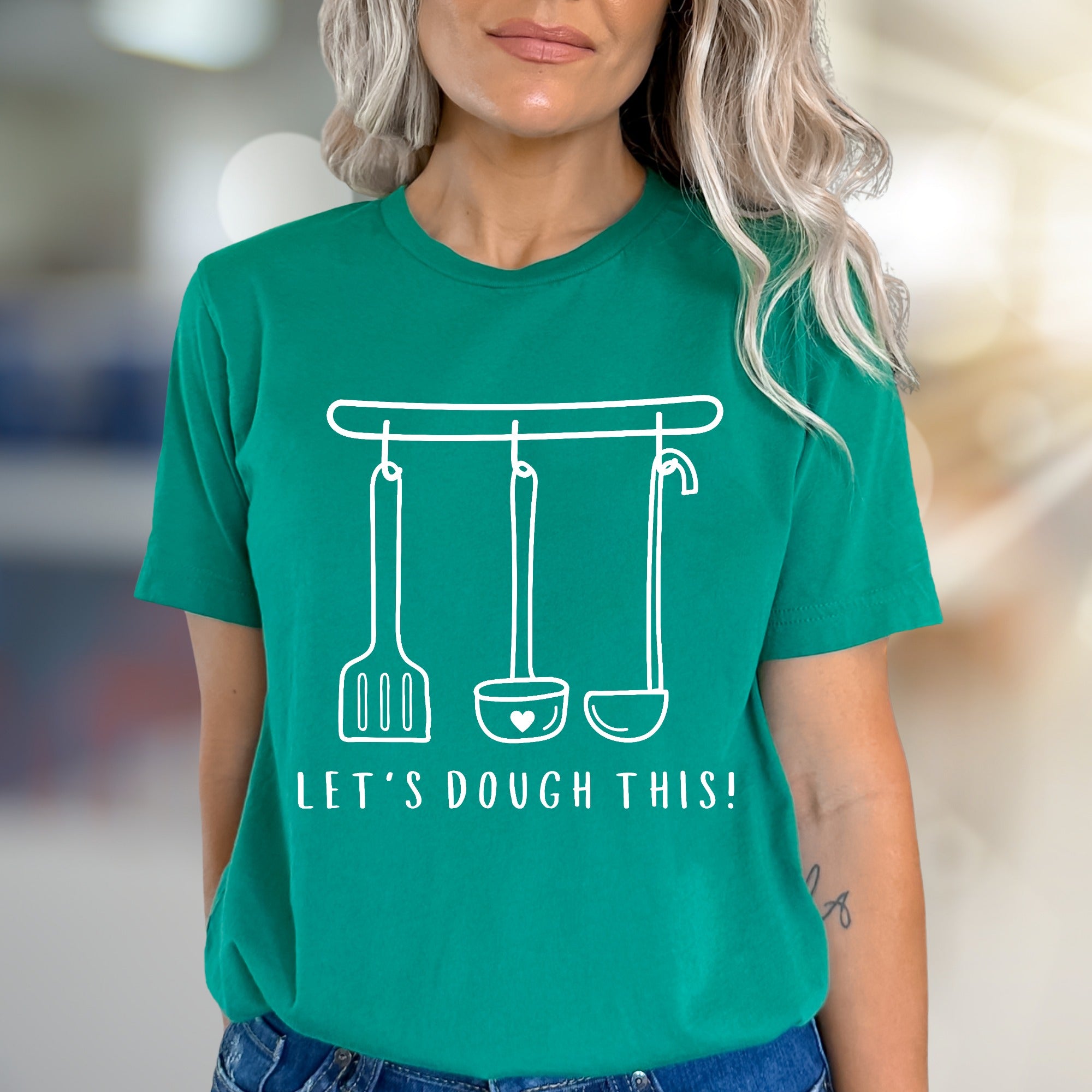 Let's Dough This! Baking Utensils Graphic Tee, a Kitchen Humor Pick for Bakers