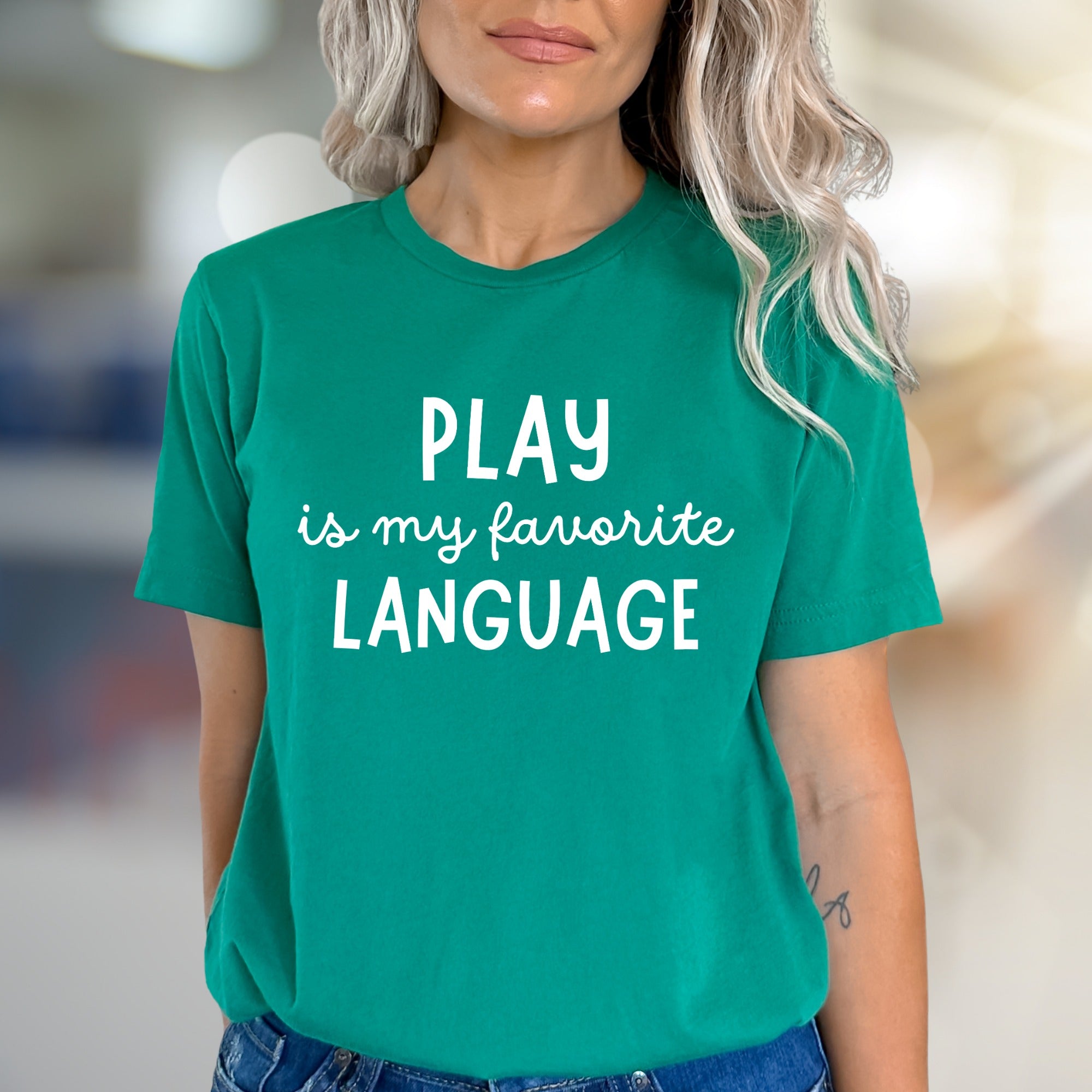 “PLAY is my favorite LANGUAGE” Fun Saying Graphic Tee, a Playful Pick for Every Enthusiast