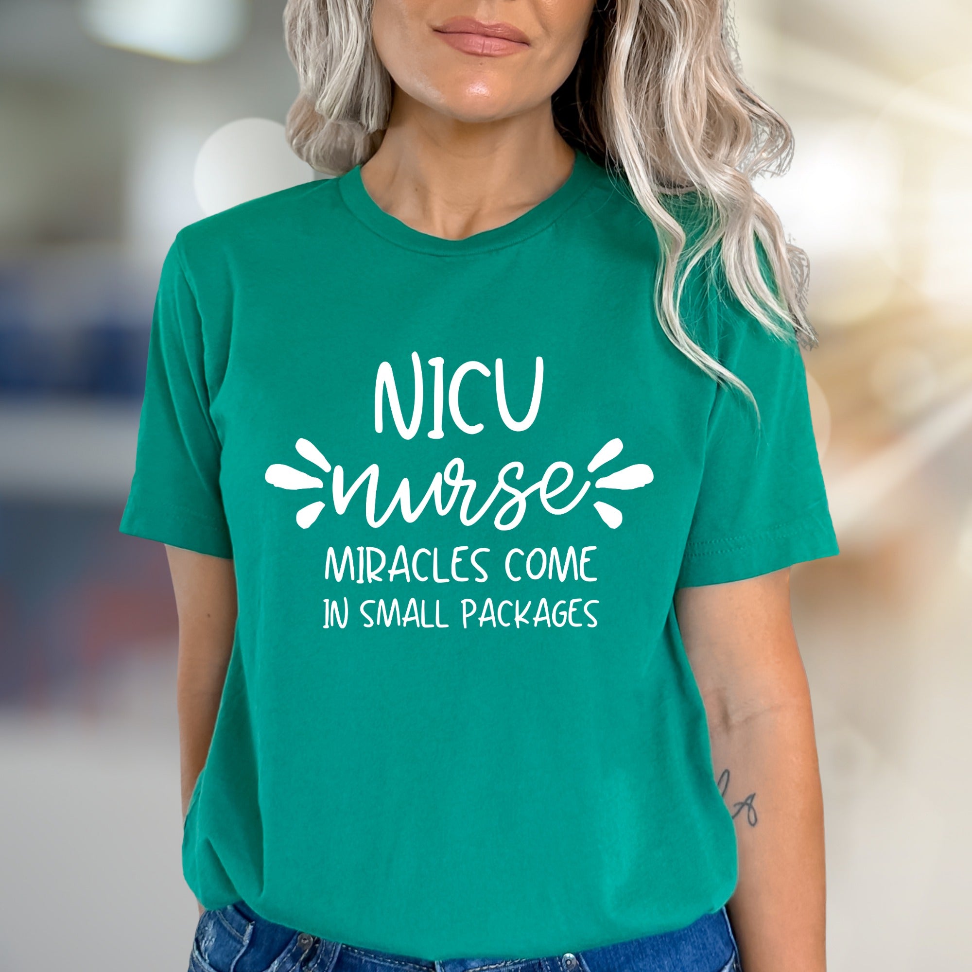 "NICU Nurse Miracles Come in Small Packages" Appreciation Graphic Tee, a Heartfelt Gift for Healthcare Heroes