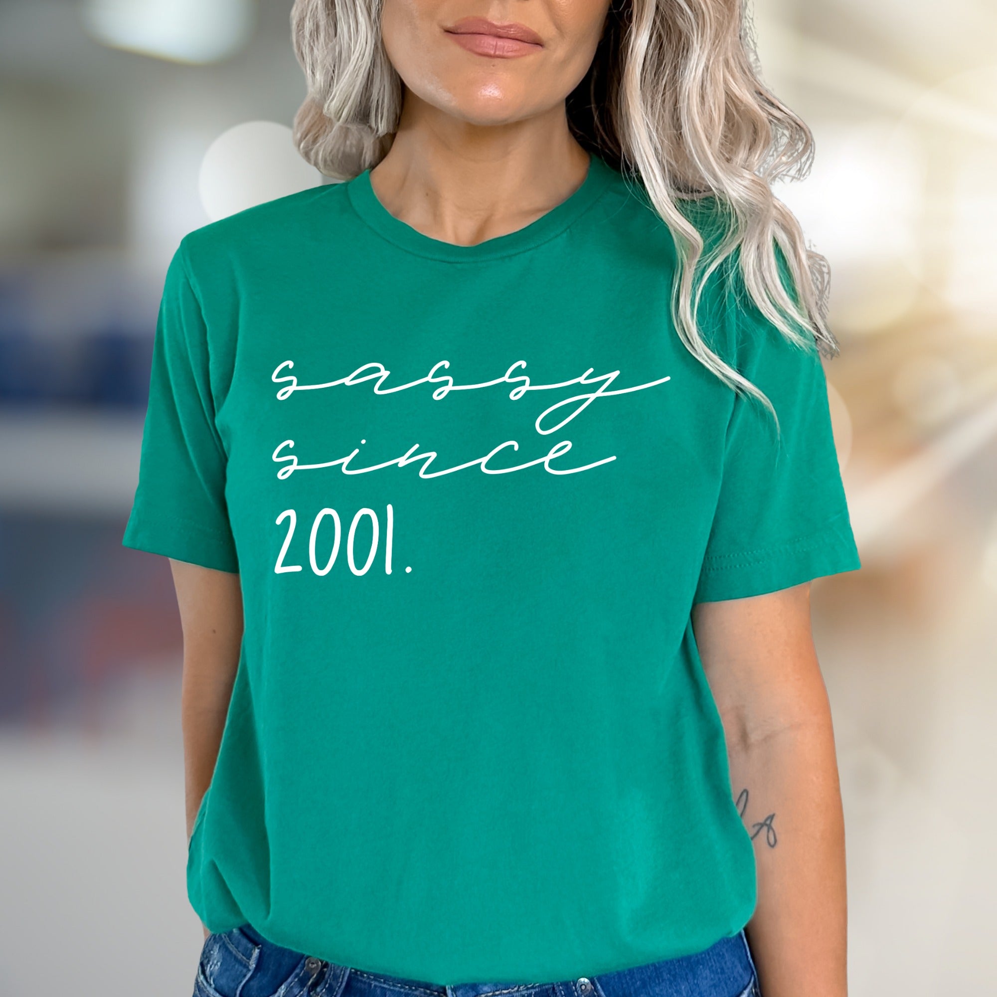 "Sassy Since 2001" Birthday Graphic Tee, a Bold Statement for Her