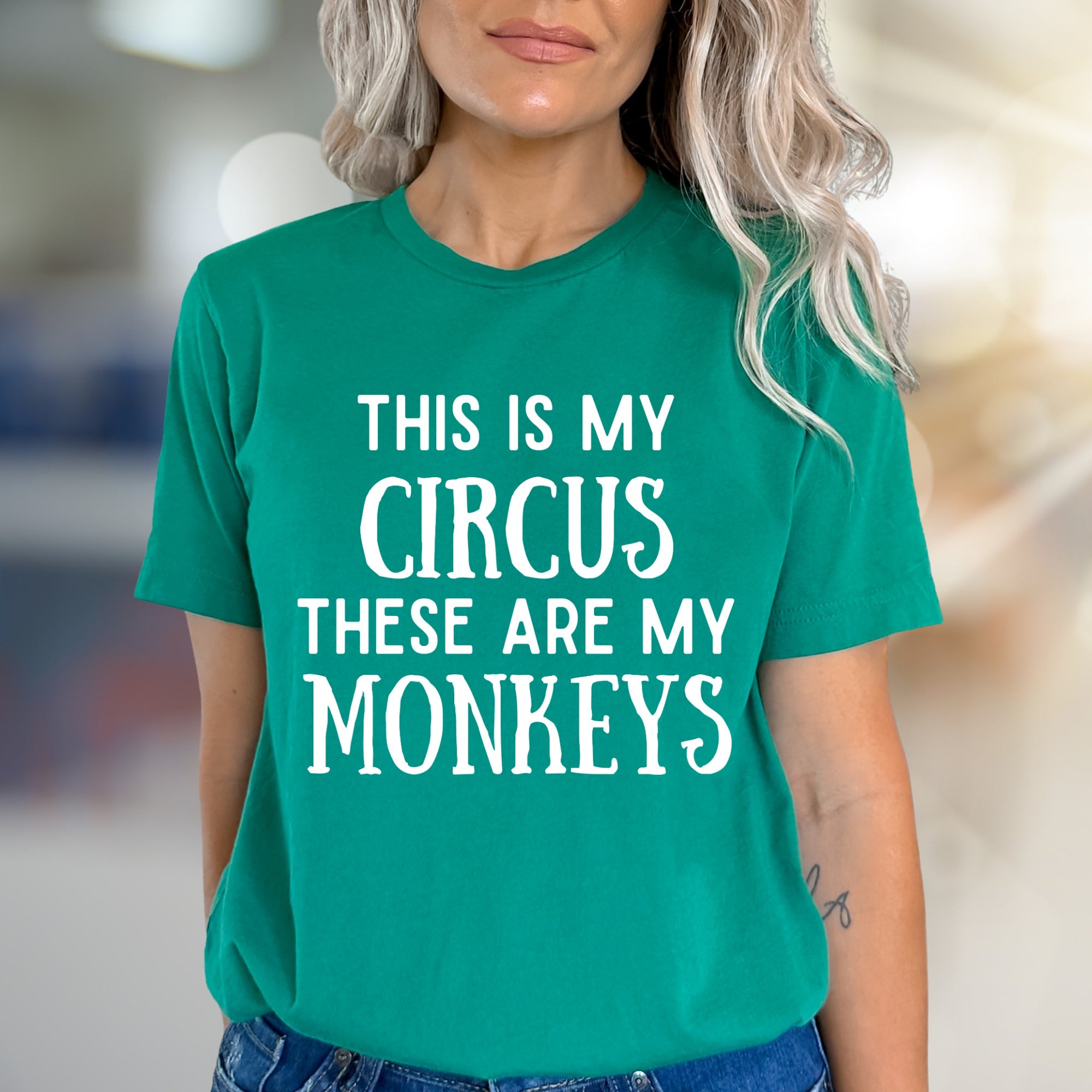 "THIS IS MY CIRCUS THESE ARE MY MONKEYS" Humorous Graphic Tee, a Witty Pick for Bosses