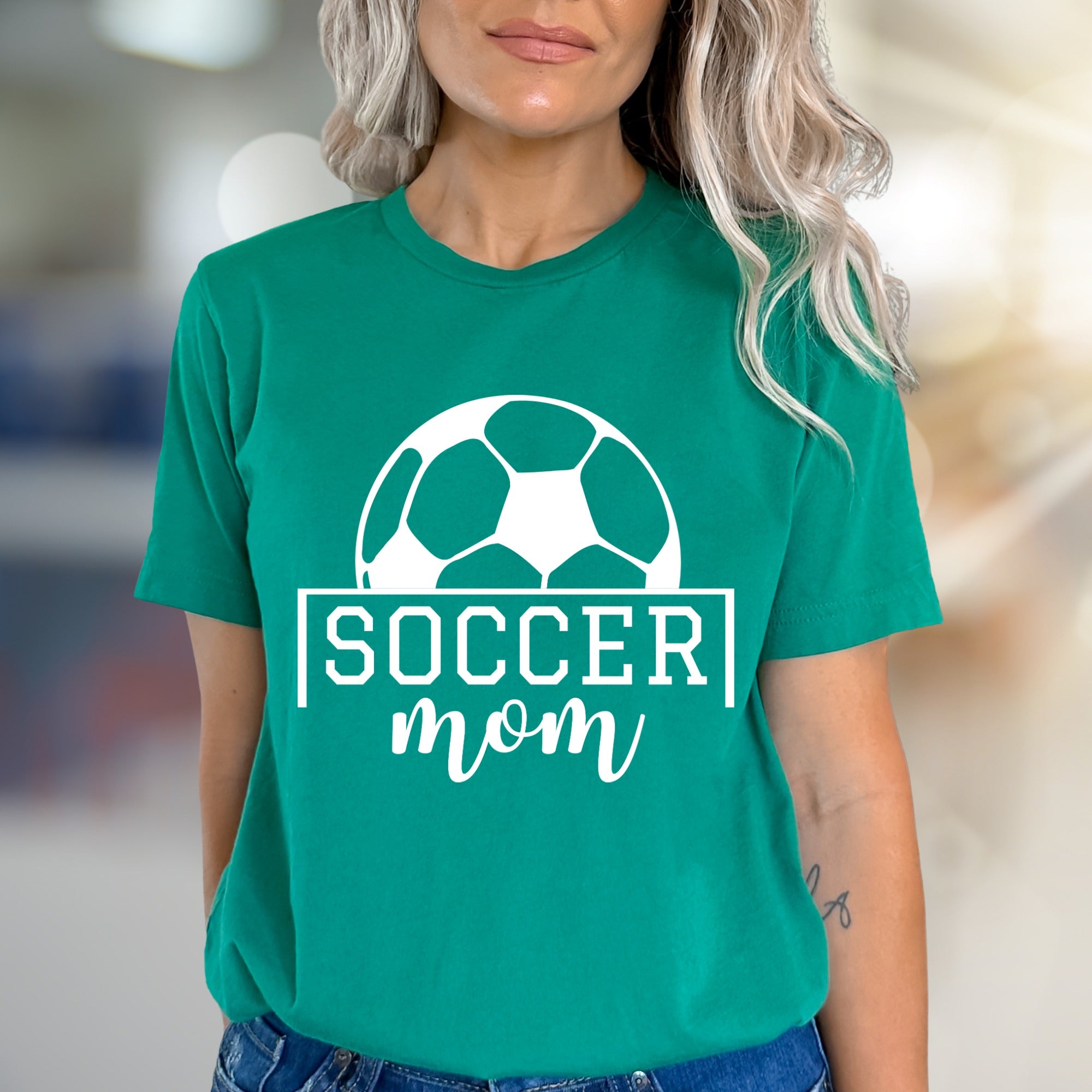 "SOCCER Mom" Sports Fan Graphic Tee, a Lifestyle Pick for Dedicated Guardians