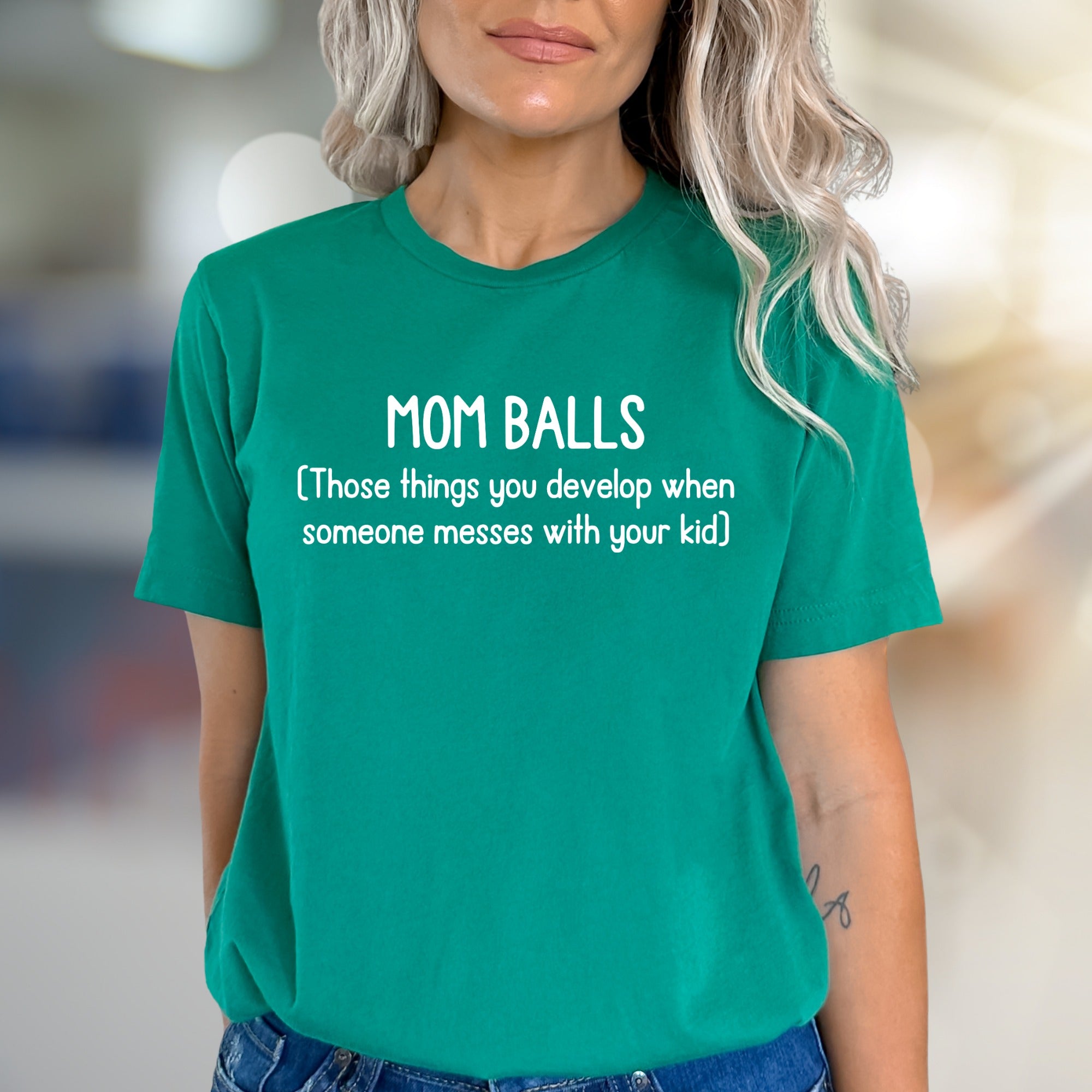 "Mom Balls" Protective Mama Graphic Tee, a Bold Statement for Parents