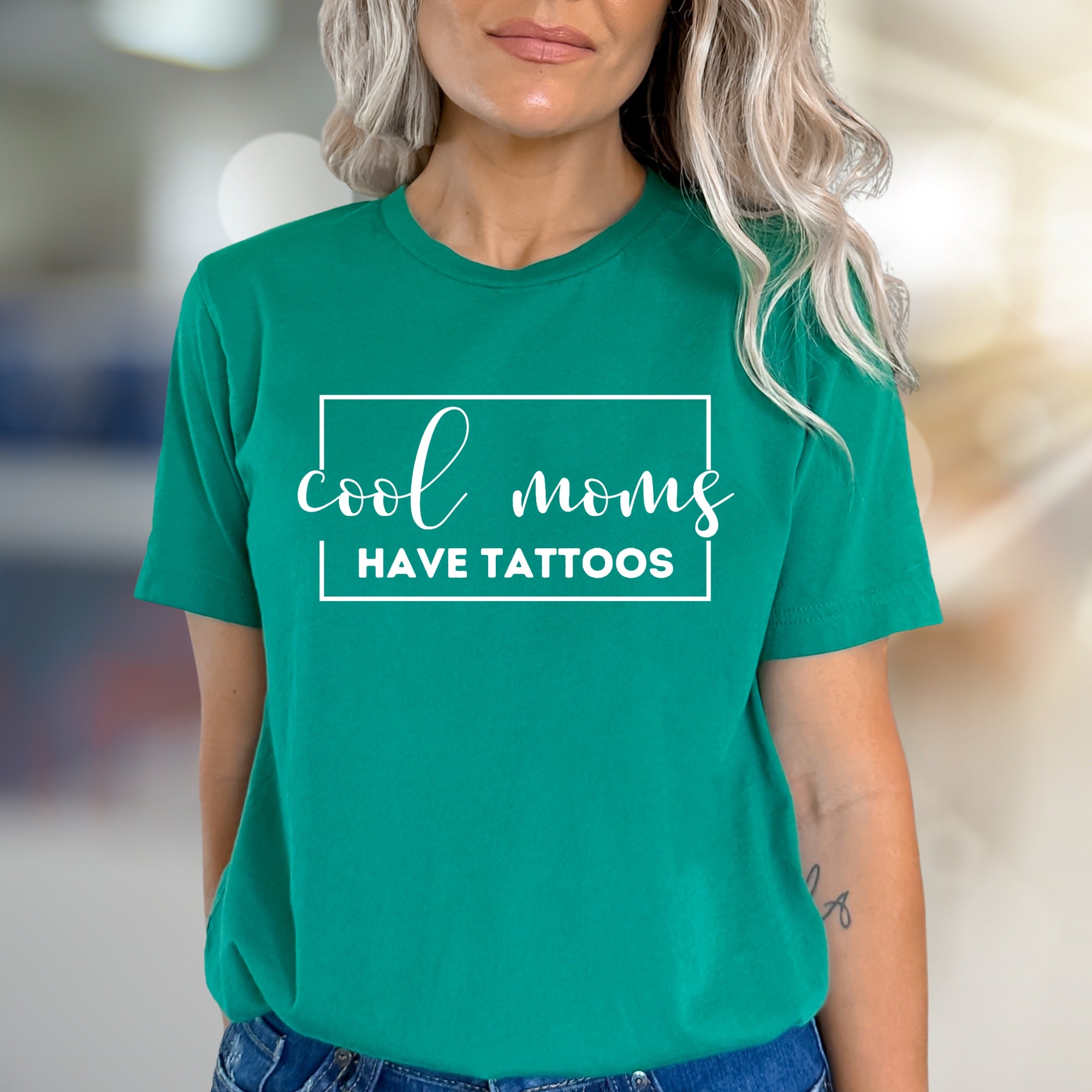 "Cool Moms Have Tattoos" Sassy Mom Life Graphic Tee, a Modern Motherhood Pick for Edgy Mamas