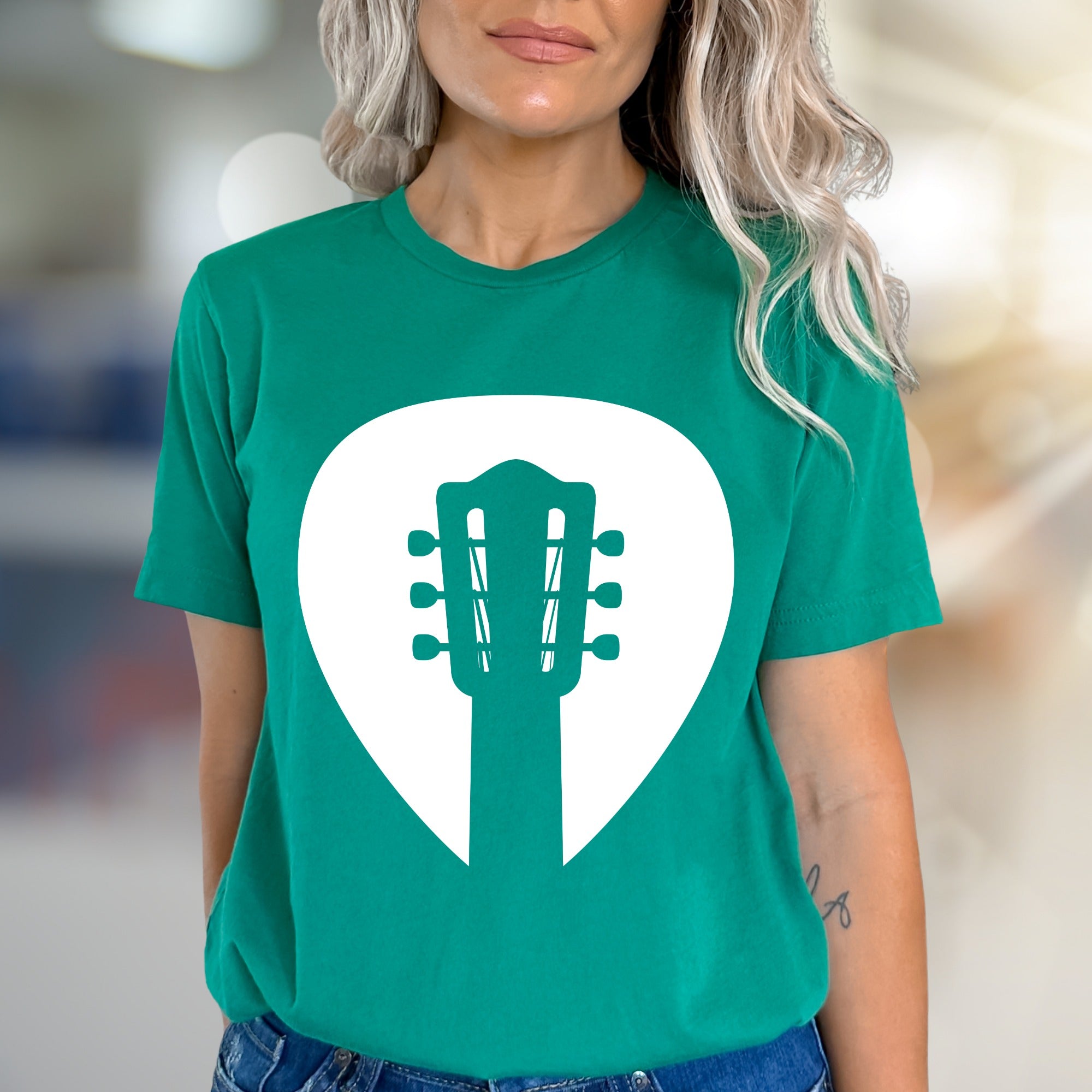 Guitar Headstock Pick Music Graphic Tee, a Musician's Essential for Casual Wear