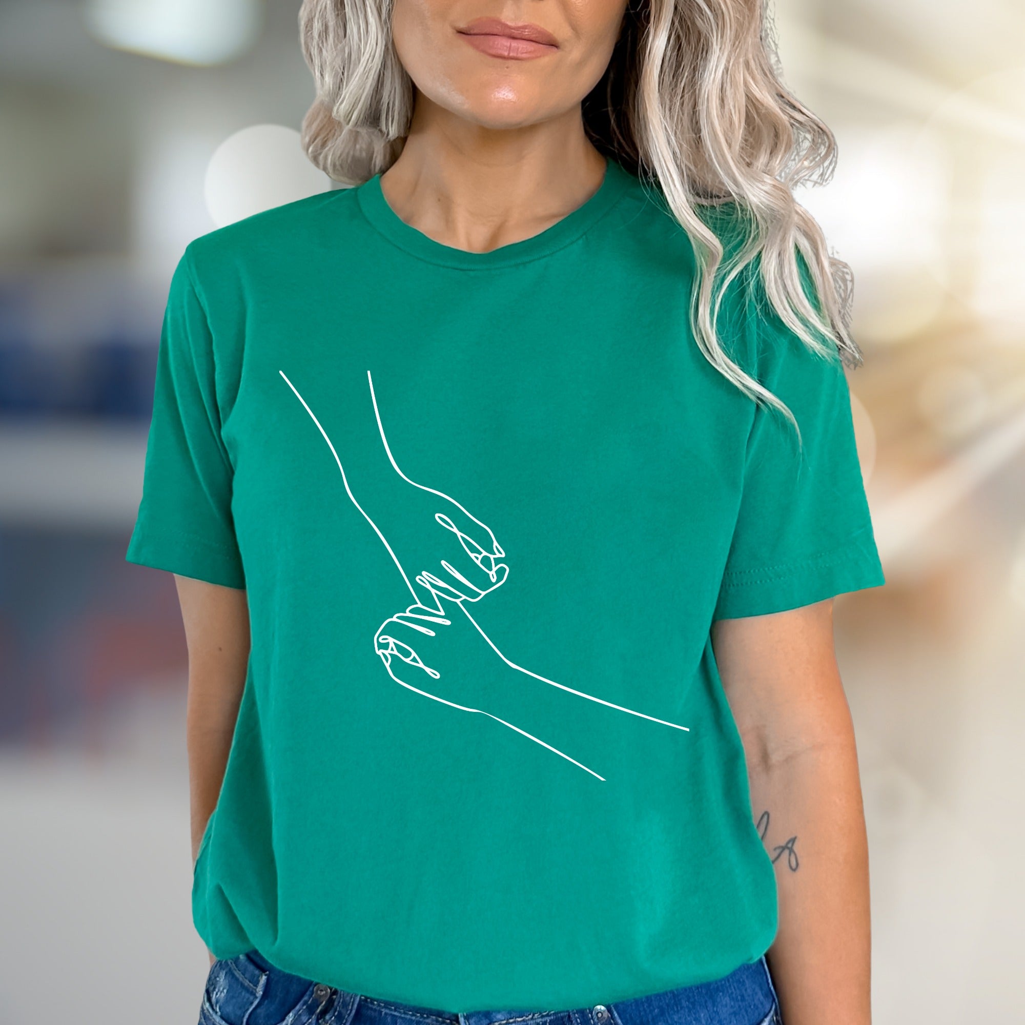 Holding Hands Line Art Graphic Tee, A Nurturing Pick for Relationship Enthusiasts