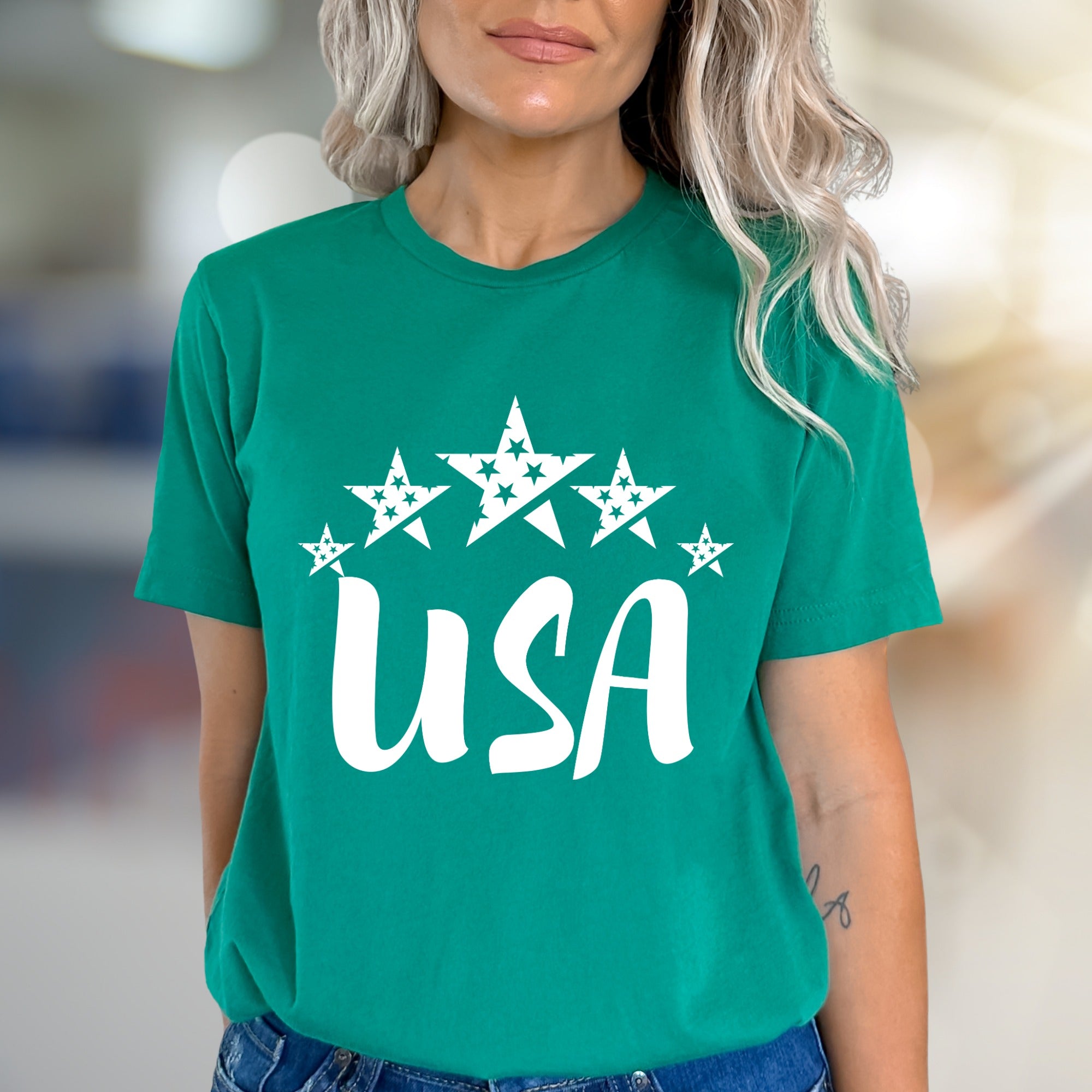 "USA" Patriotic Star Graphic Tee, a Bold Statement for Everyone