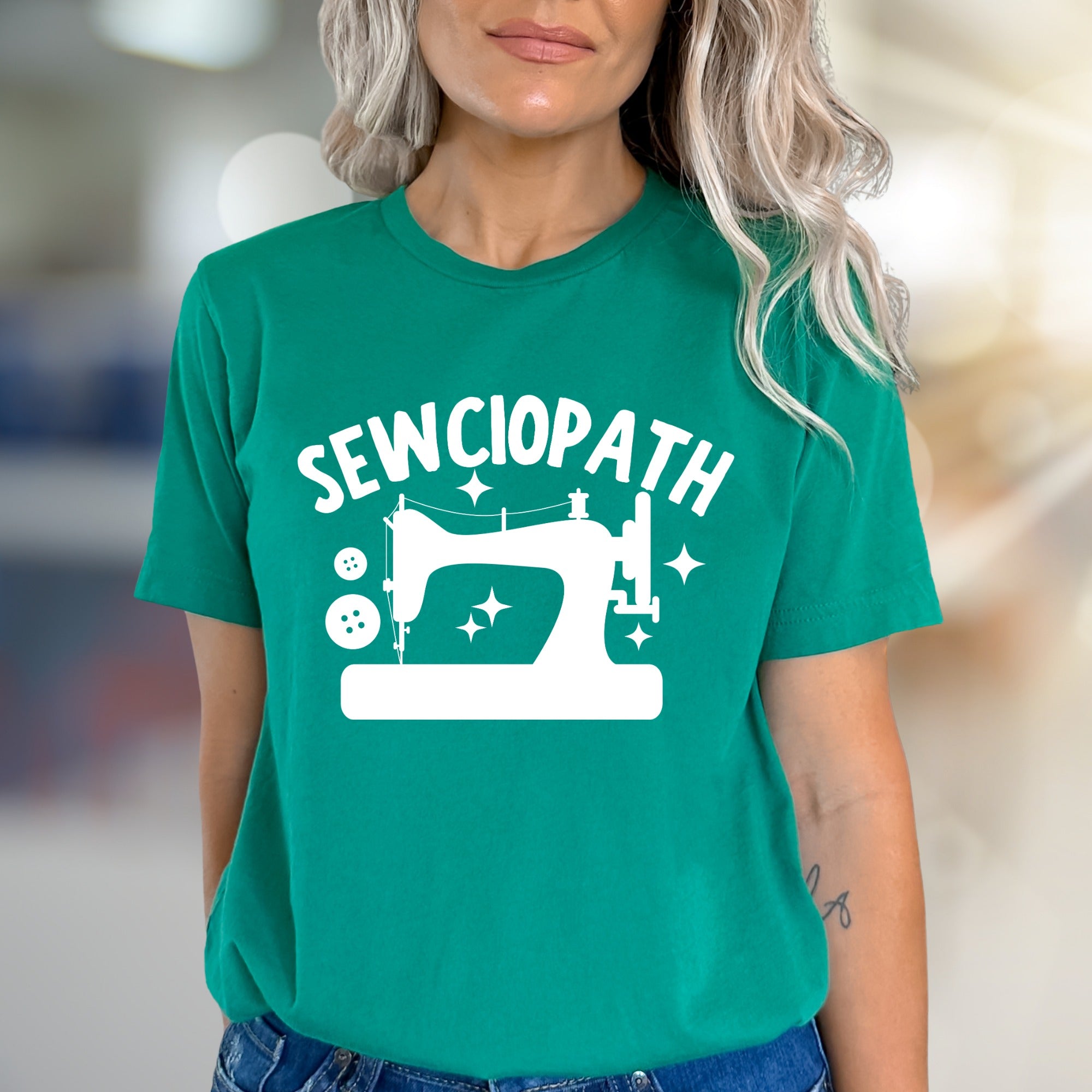 "SEWCIOPATH" Sewing Machine Graphic Tee, an Artisan Pick for Craft Enthusiasts