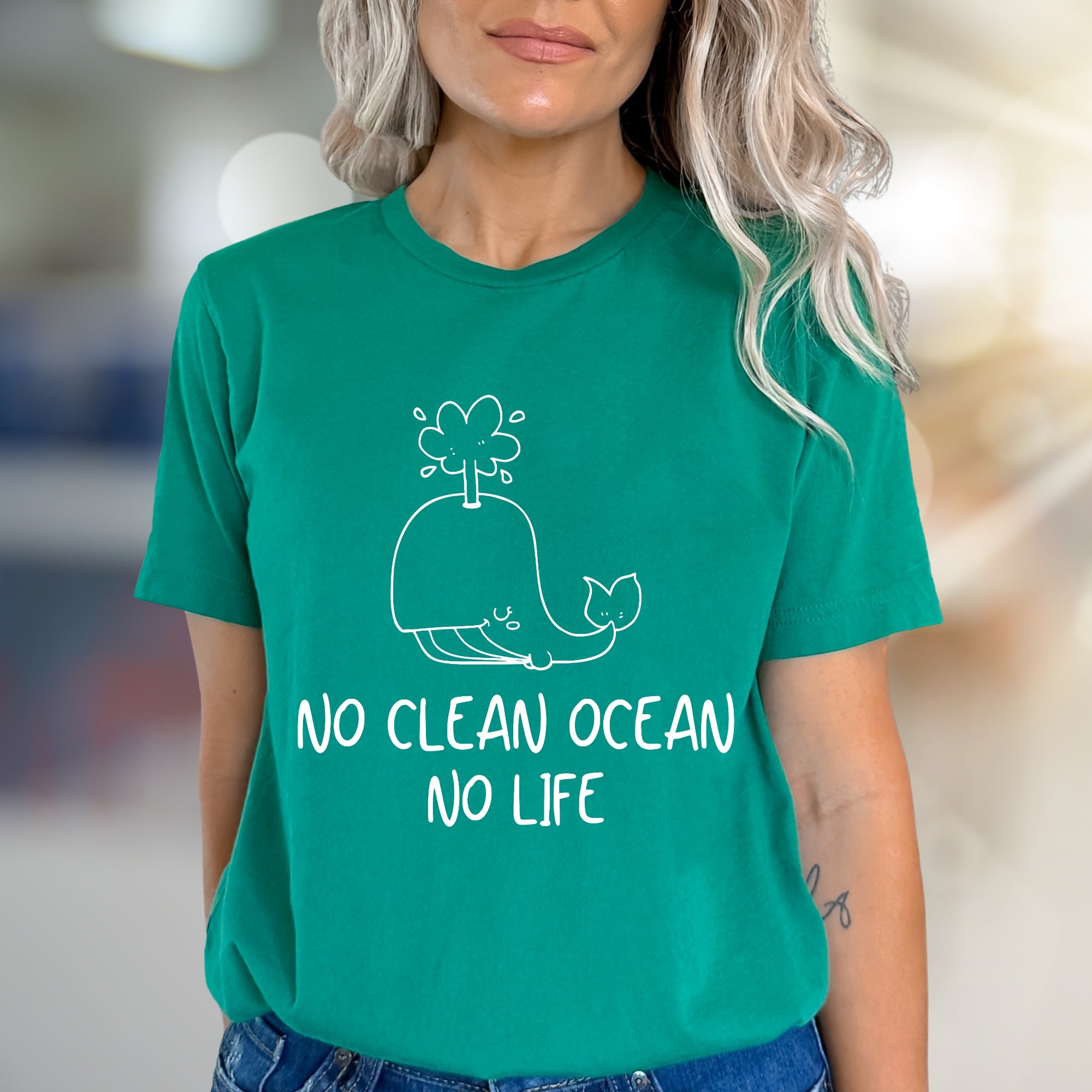 "NO CLEAN OCEAN NO LIFE" Whale Graphic Tee, an Eco-Conscious Statement for Advocates