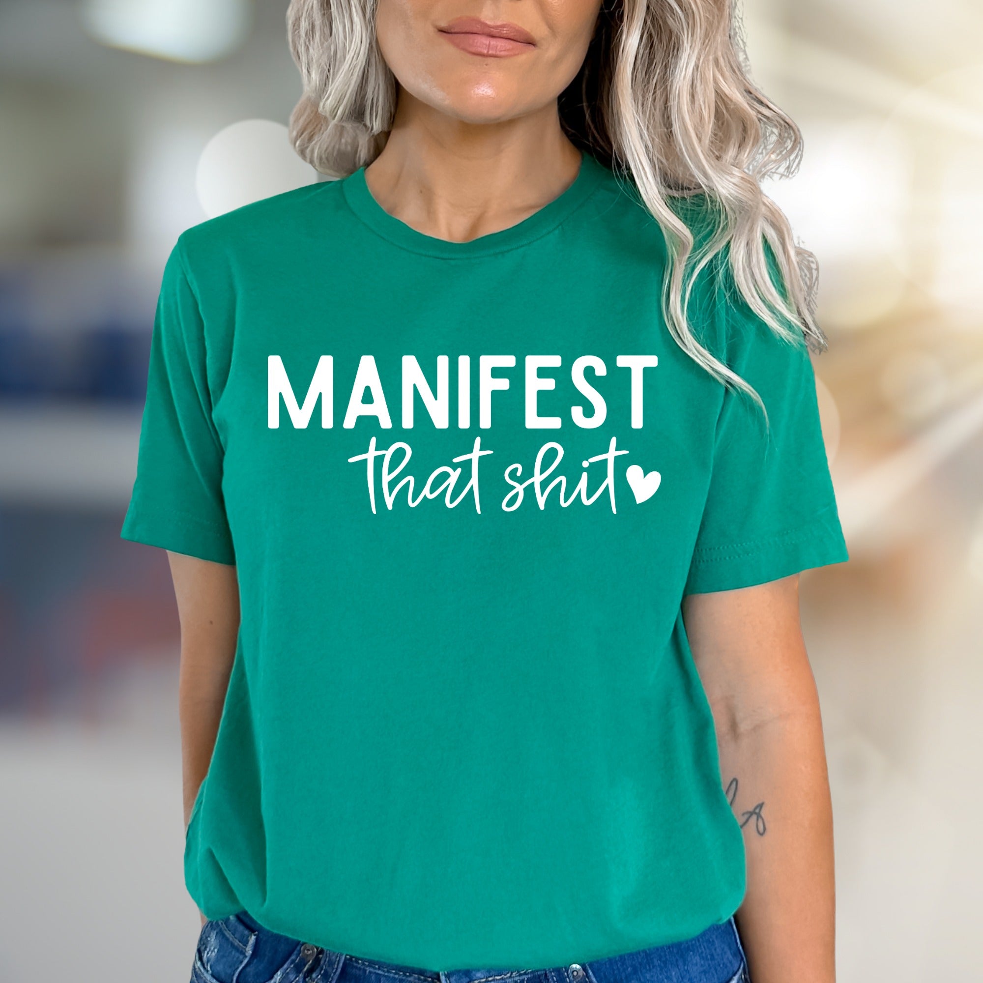 "MANIFEST that shit♡" Affirmation Graphic Tee, an Empowering Pick for Dreamers