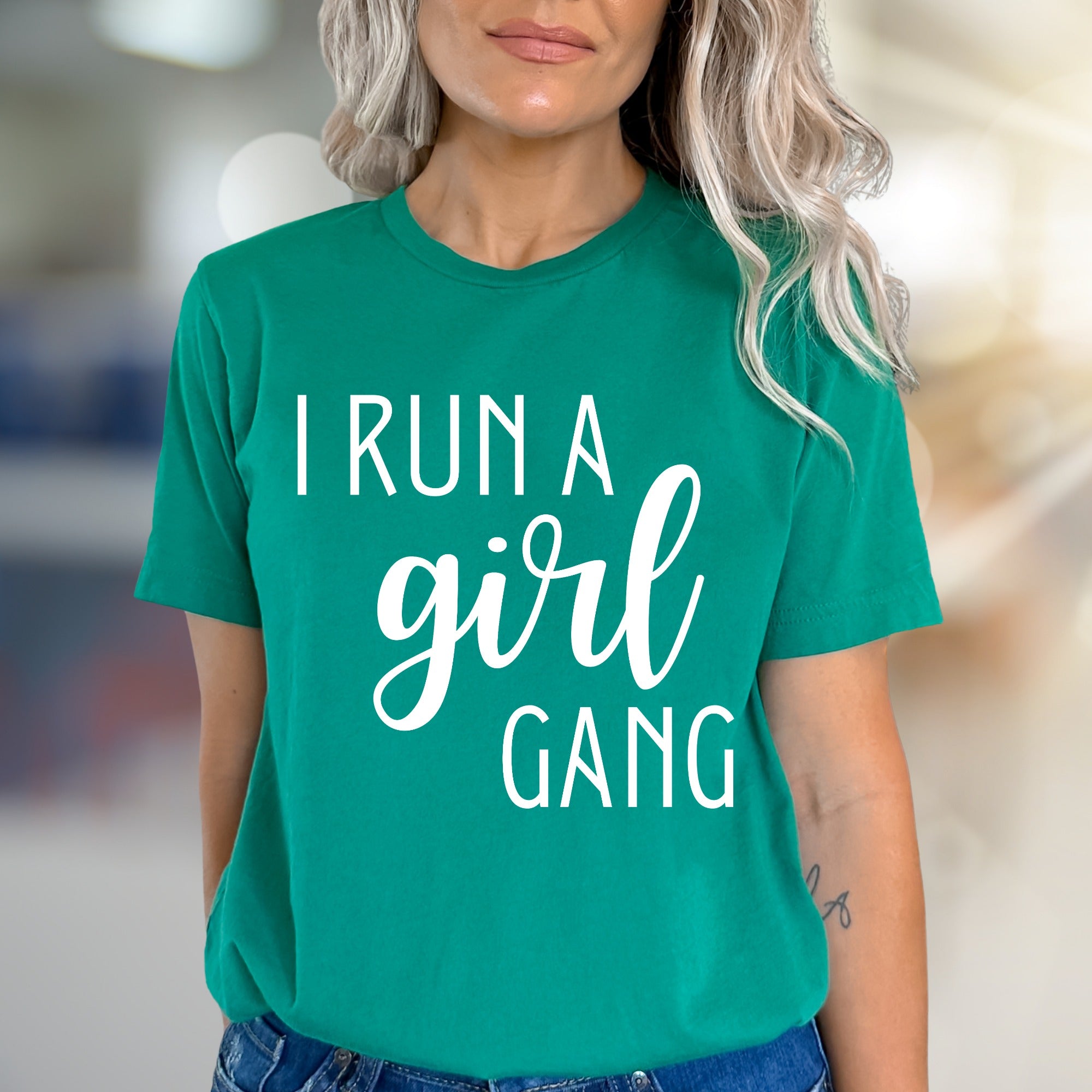 "I Run a Girl Gang" Bold Script Graphic Tee, a Statement Pick for Her