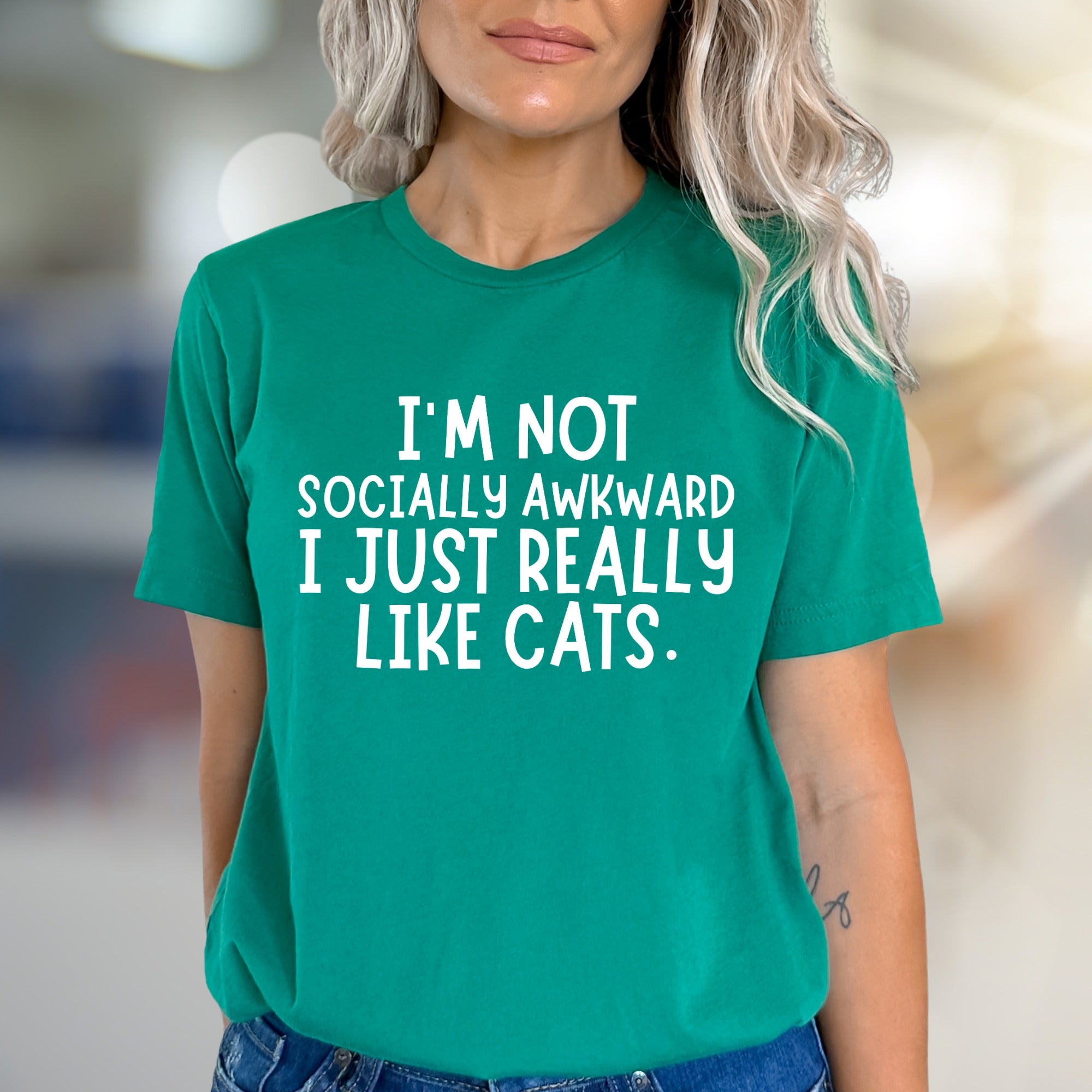"I'm Not Socially Awkward" Funny Cat Lover Graphic Tee, A Quirky Pick for Feline Fans