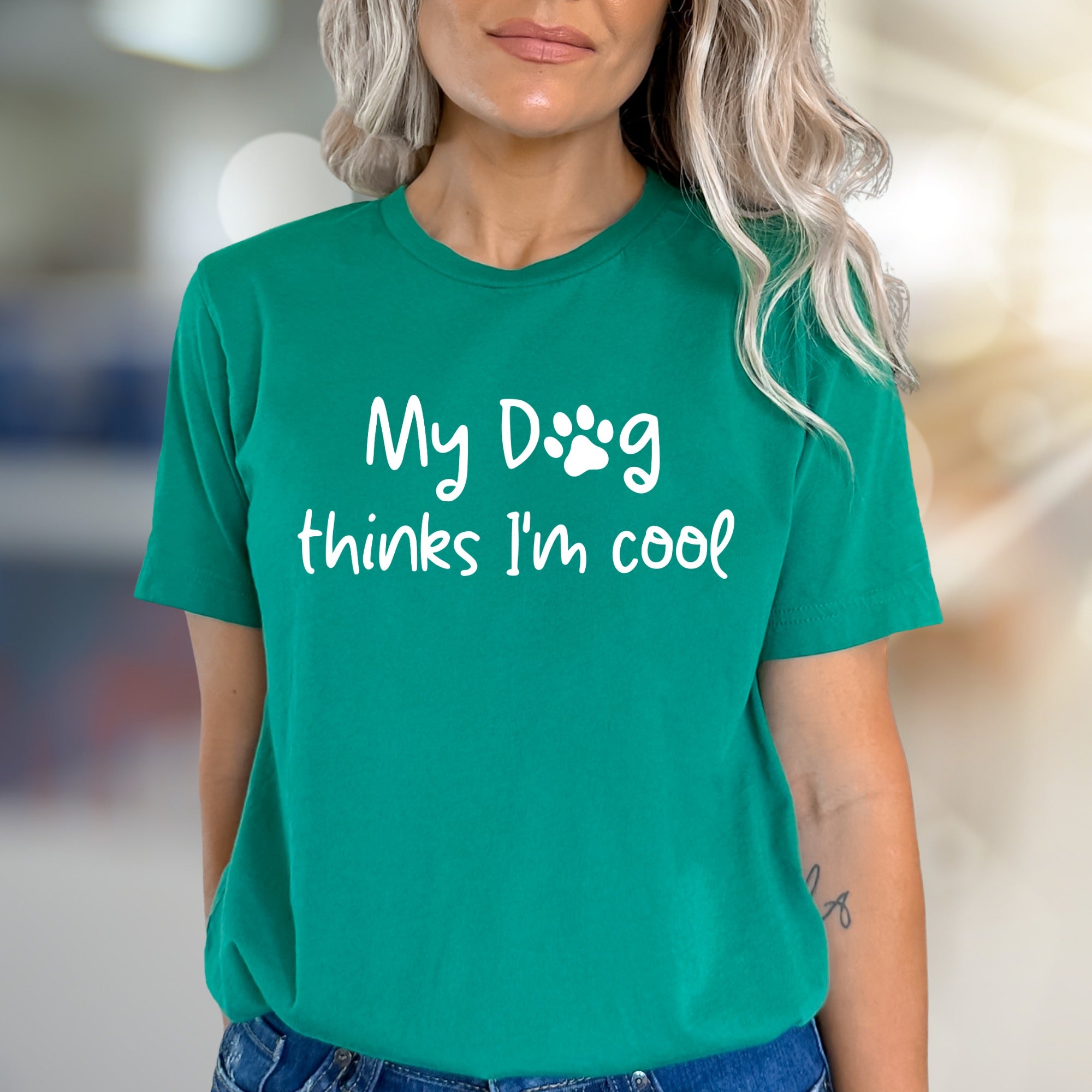 "My Dog Thinks I'm Cool" Pet Lover Graphic Tee, a Witty Animal Enthusiast Pick for Dog Owners