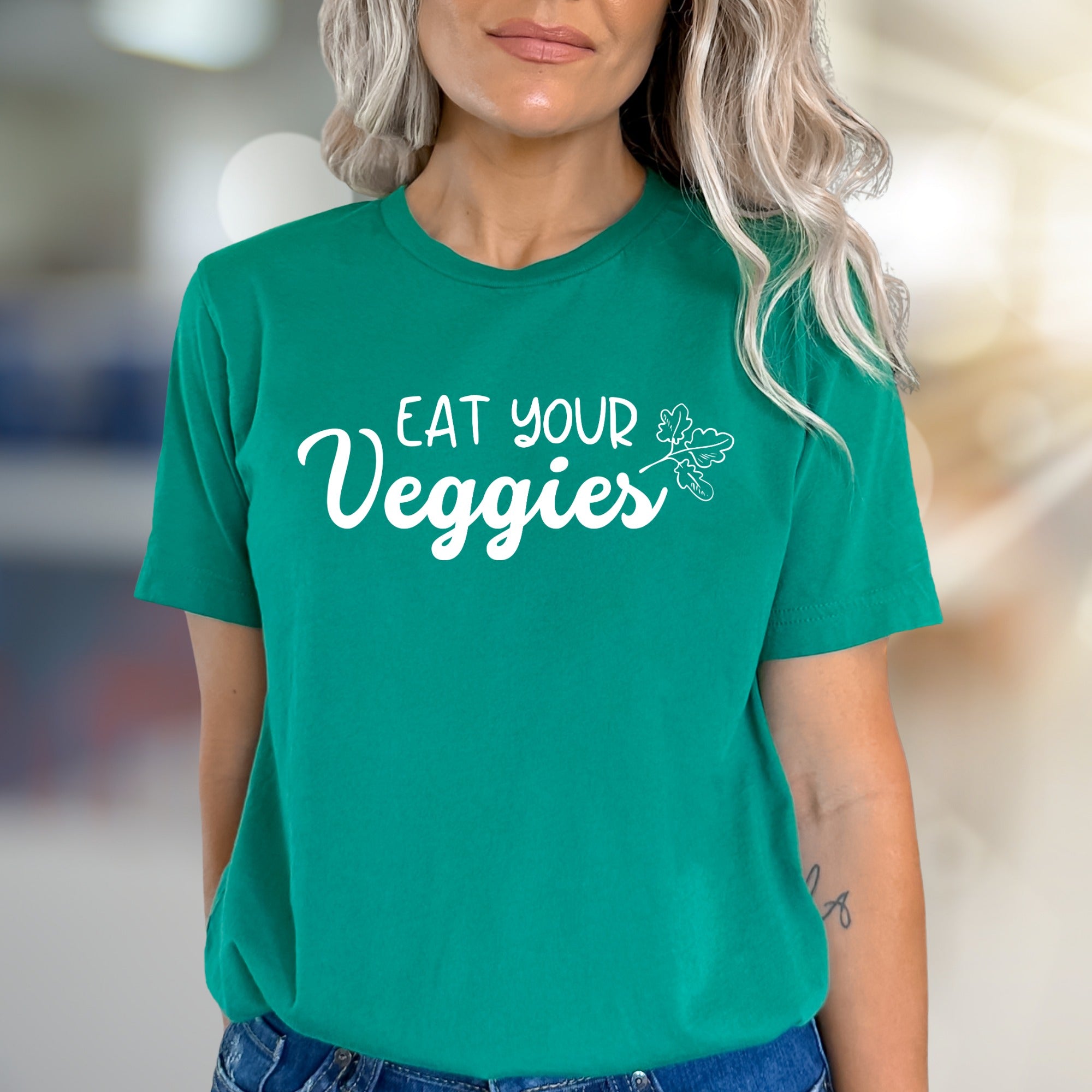 "Eat Your Veggies" Vegan Lover Graphic Tee, A Playful Pick for Wellness Enthusiasts