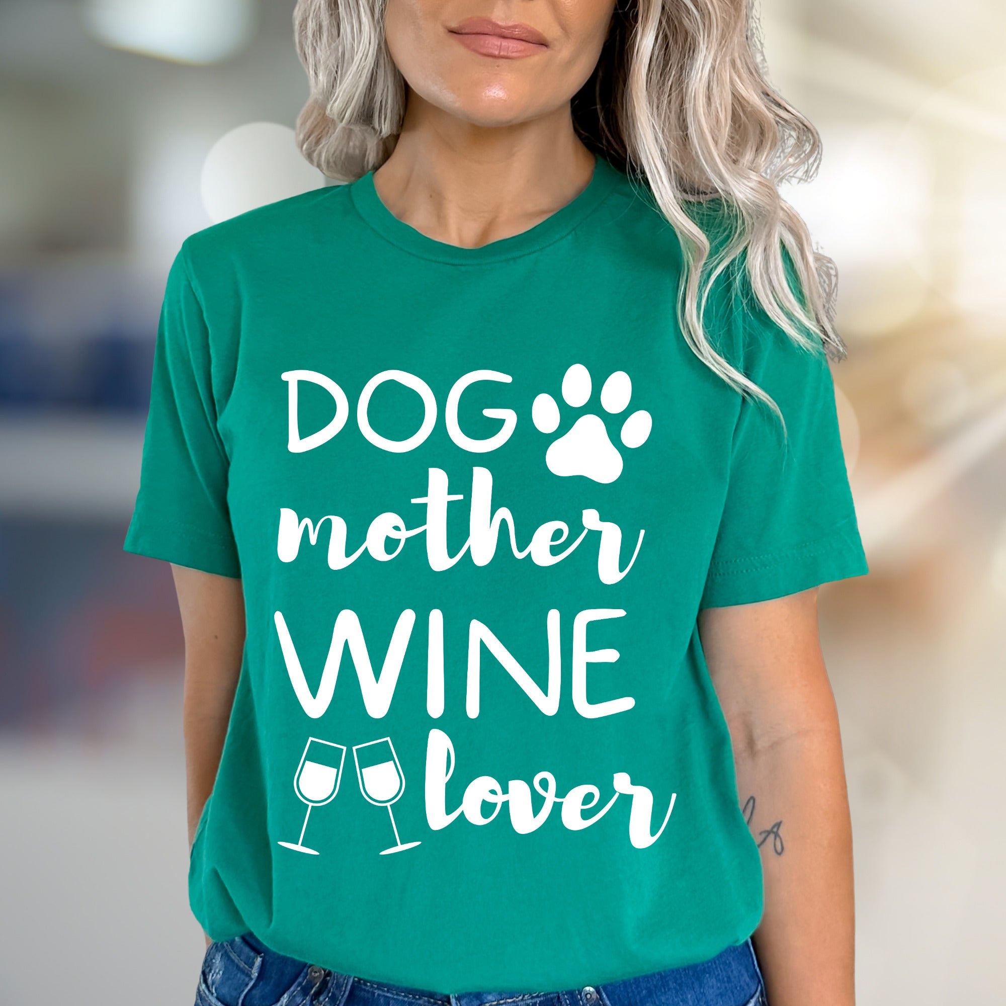 "Dog Mother Wine Lover" Pet Parent Graphic Tee, a Lifestyle Pick for Enthusiasts