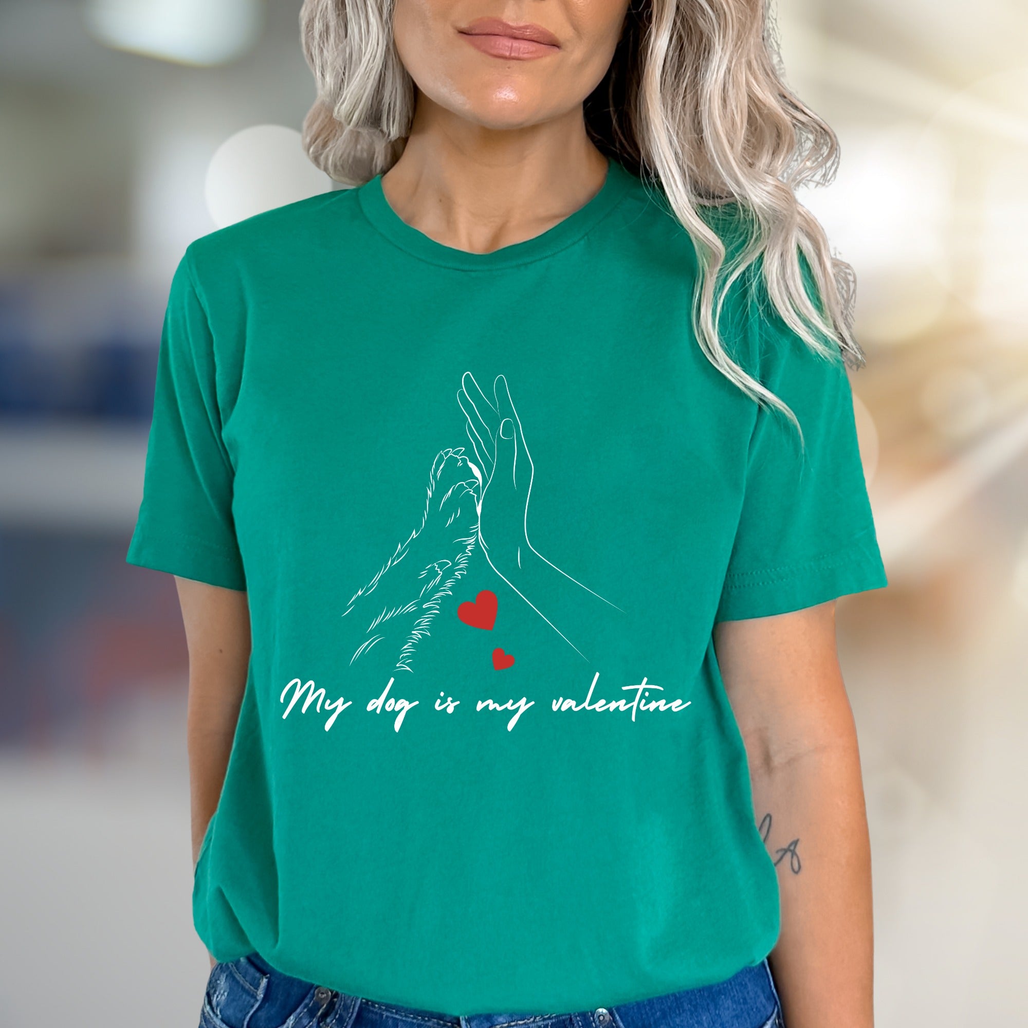 "My dog is my valentine" Dog Lover Graphic Tee, a Sweet Gift for Pet Owners