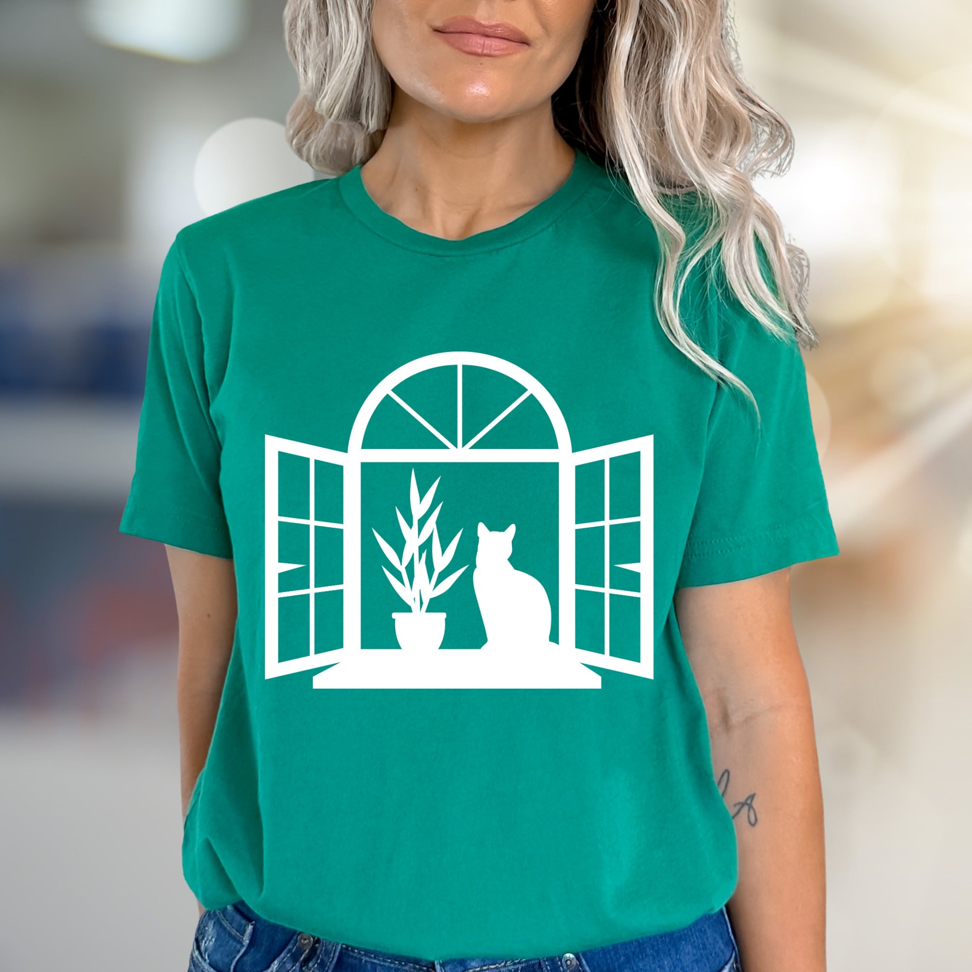 Window Cat & Plant Graphic Tee, a Serene Lifestyle Pick for Cat Lovers