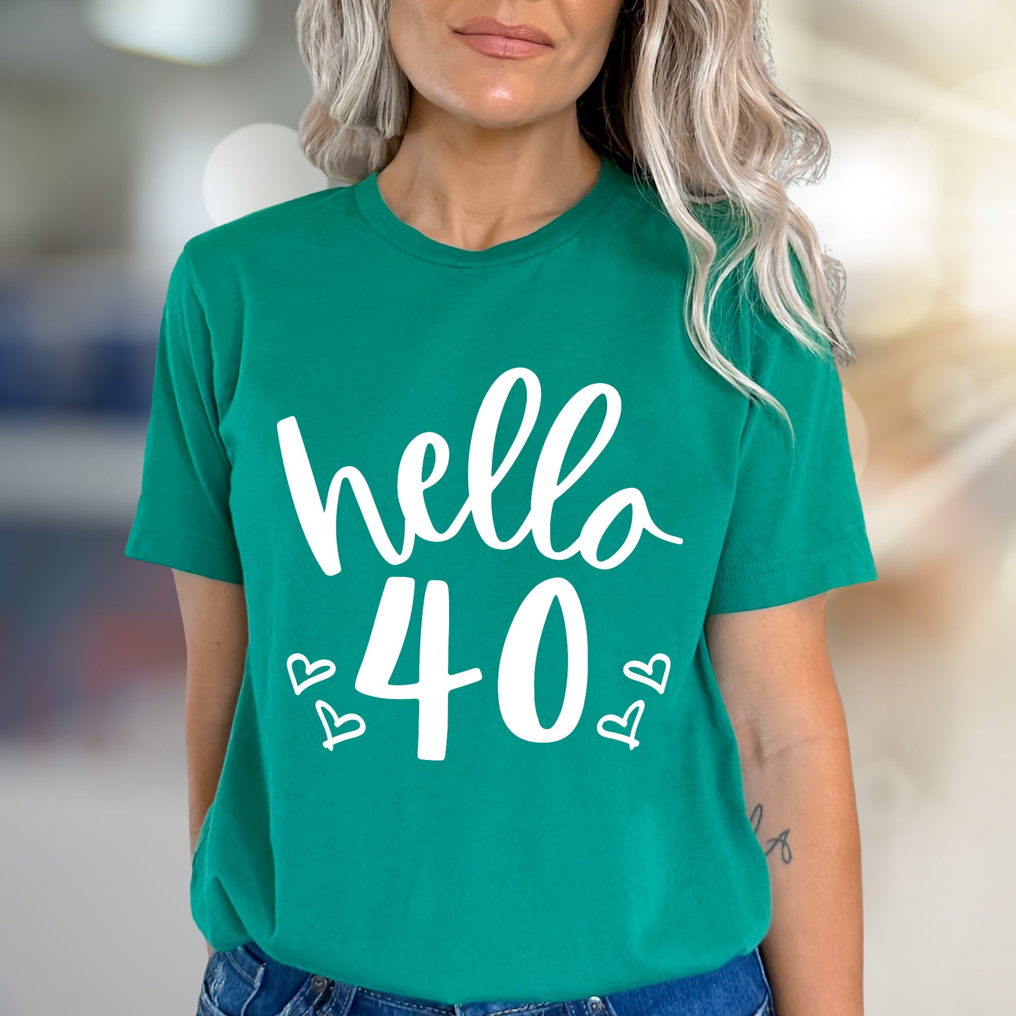 Hello 40 Birthday Graphic Tee, A Milestone Celebration Pick for Her