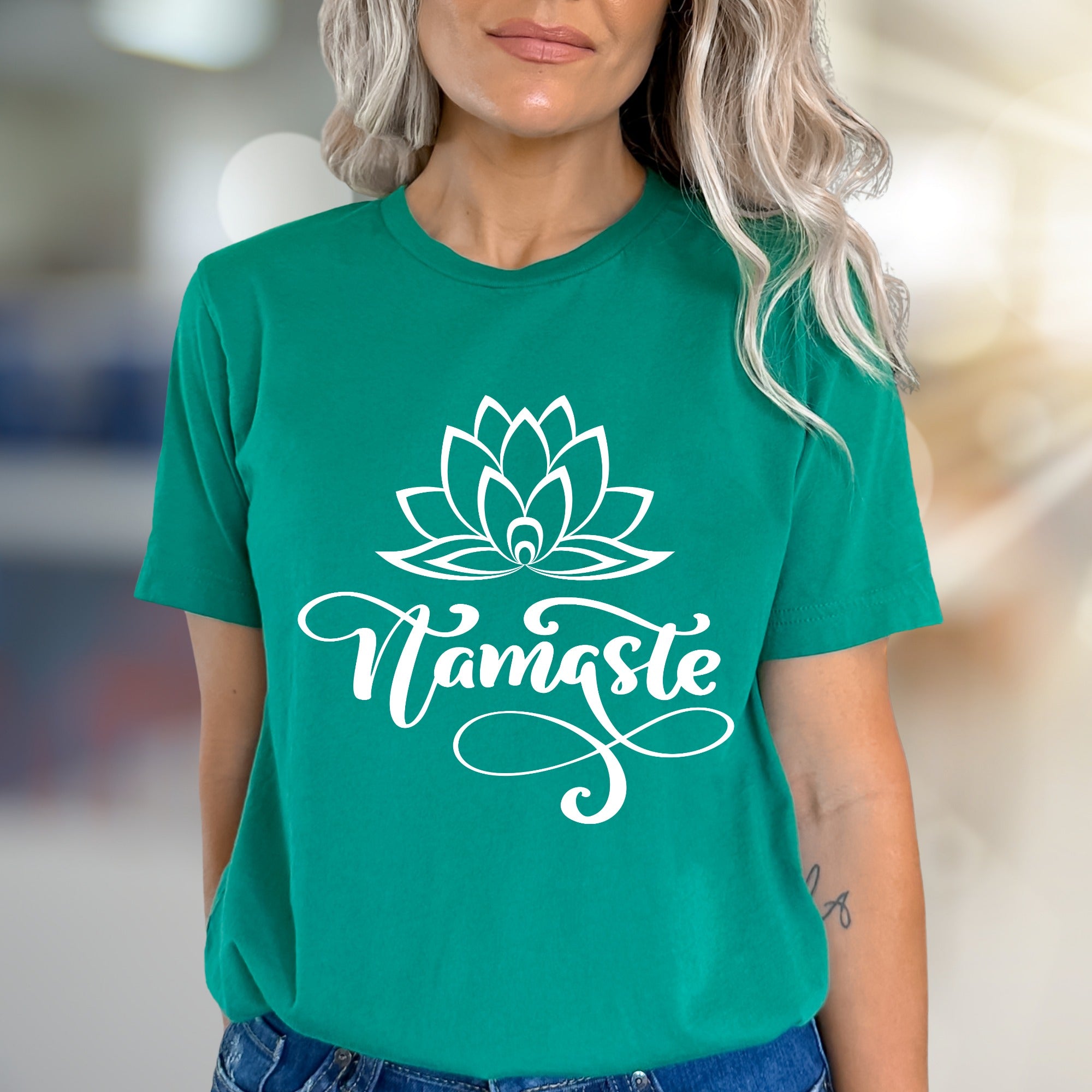 "Namaste" Lotus Flow Graphic Tee, a Zen Lifestyle Pick for Spirituality Lovers