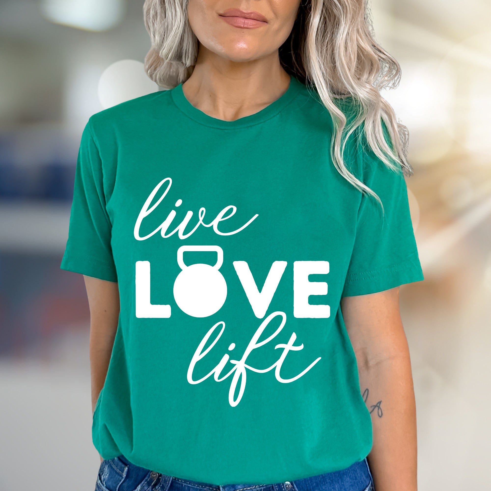 "Live Love Lift" Fitness Graphic Tee, a Gym Life Pick for Strength Enthusiasts