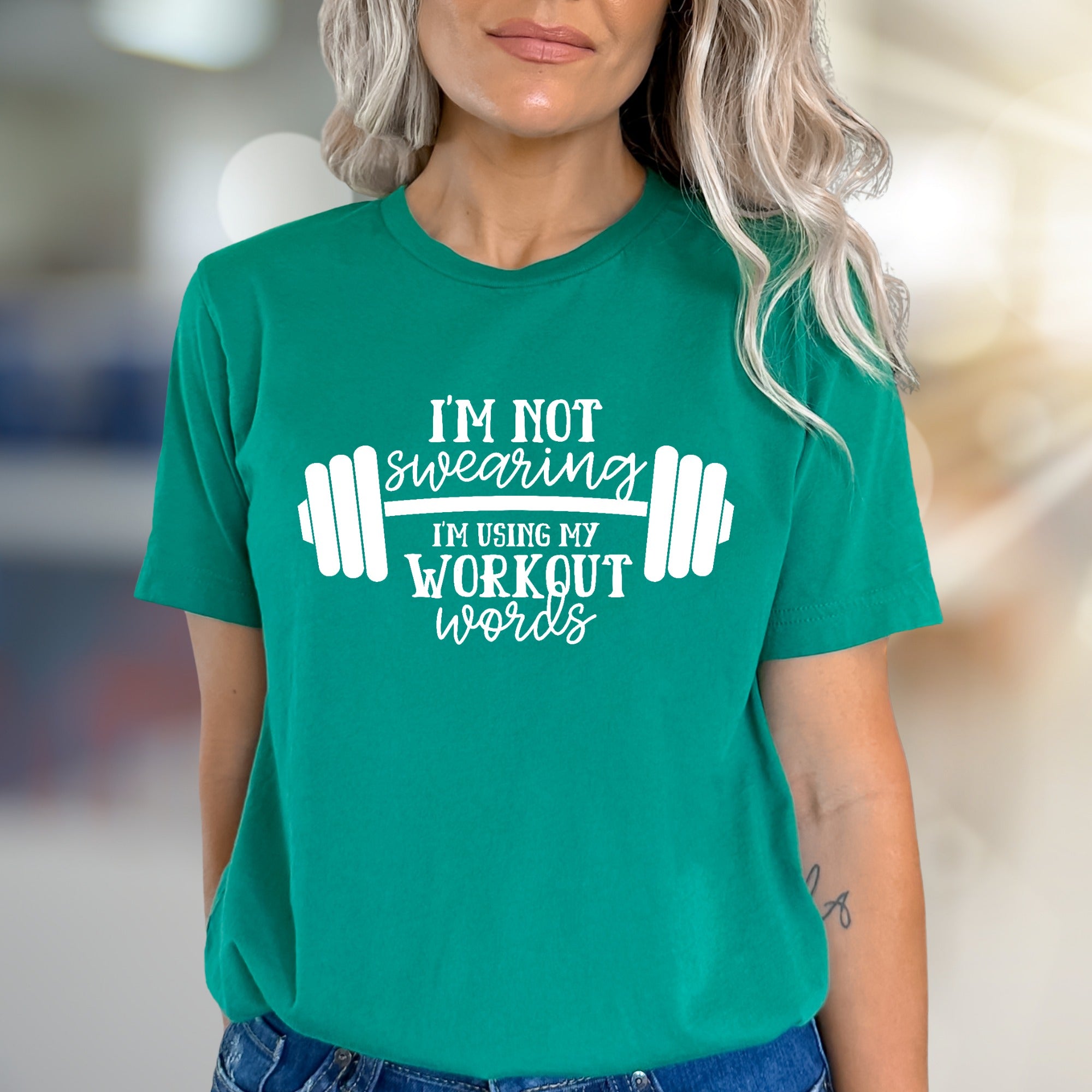 "I'm Not Swearing, I'm Using My Workout Words" Humorous Gym Graphic Tee, A Fitness Enthusiast's Pick