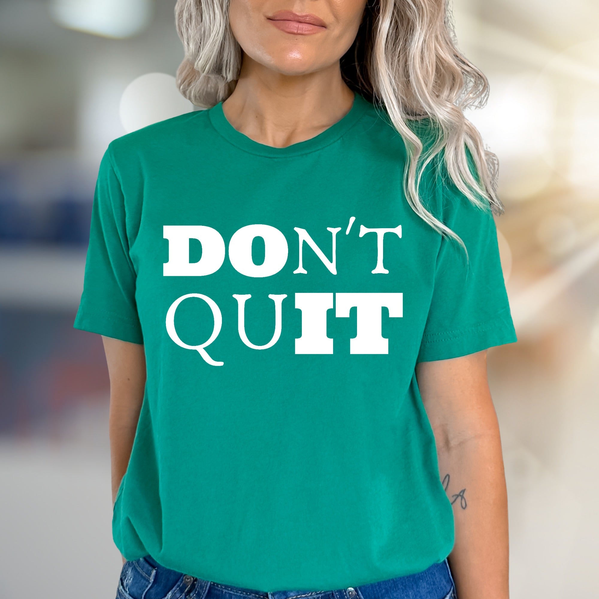 "DON'T QUIT" Motivational Graphic Tee, an Empowering Pick for Achievers