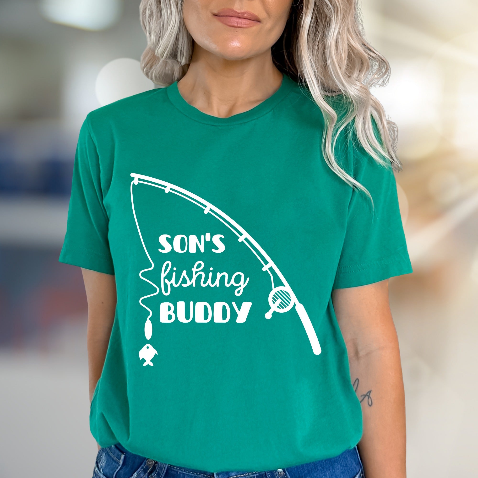 "Son's Fishing Buddy" Fishing Graphic Tee, a Family Day Pick for Anglers