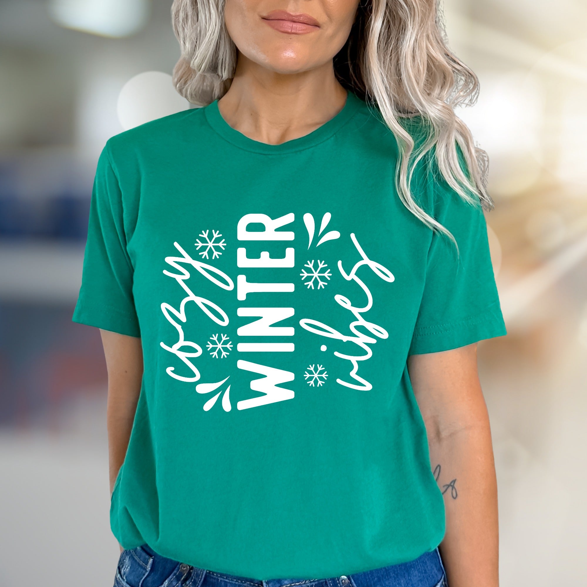 "Cozy Winter Vibes" Festive Graphic Tee, a Seasonal Pick for Everyone