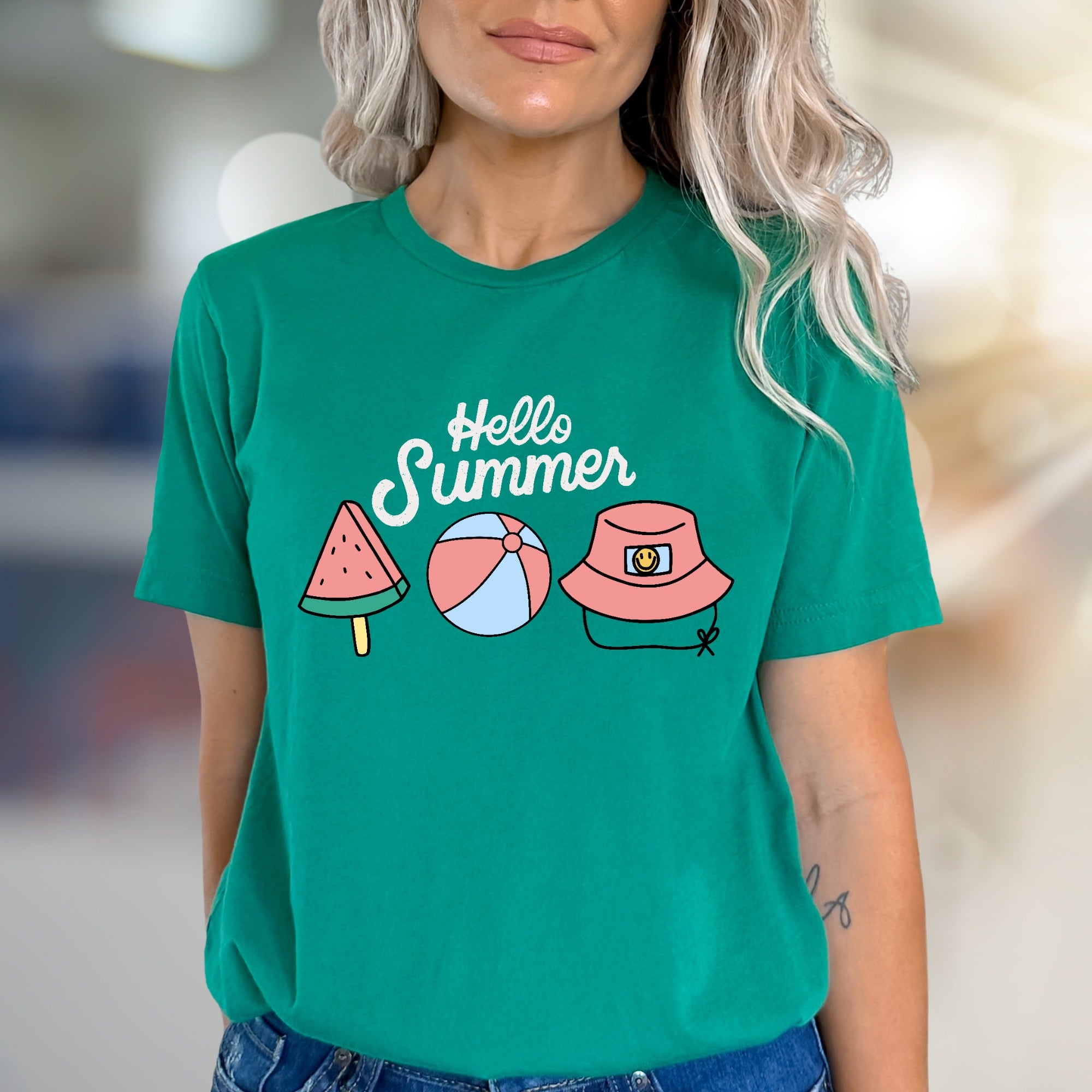 "Hello Summer" Beach Day Graphic Tee, a Vacation Vibe Pick for Summer Lovers
