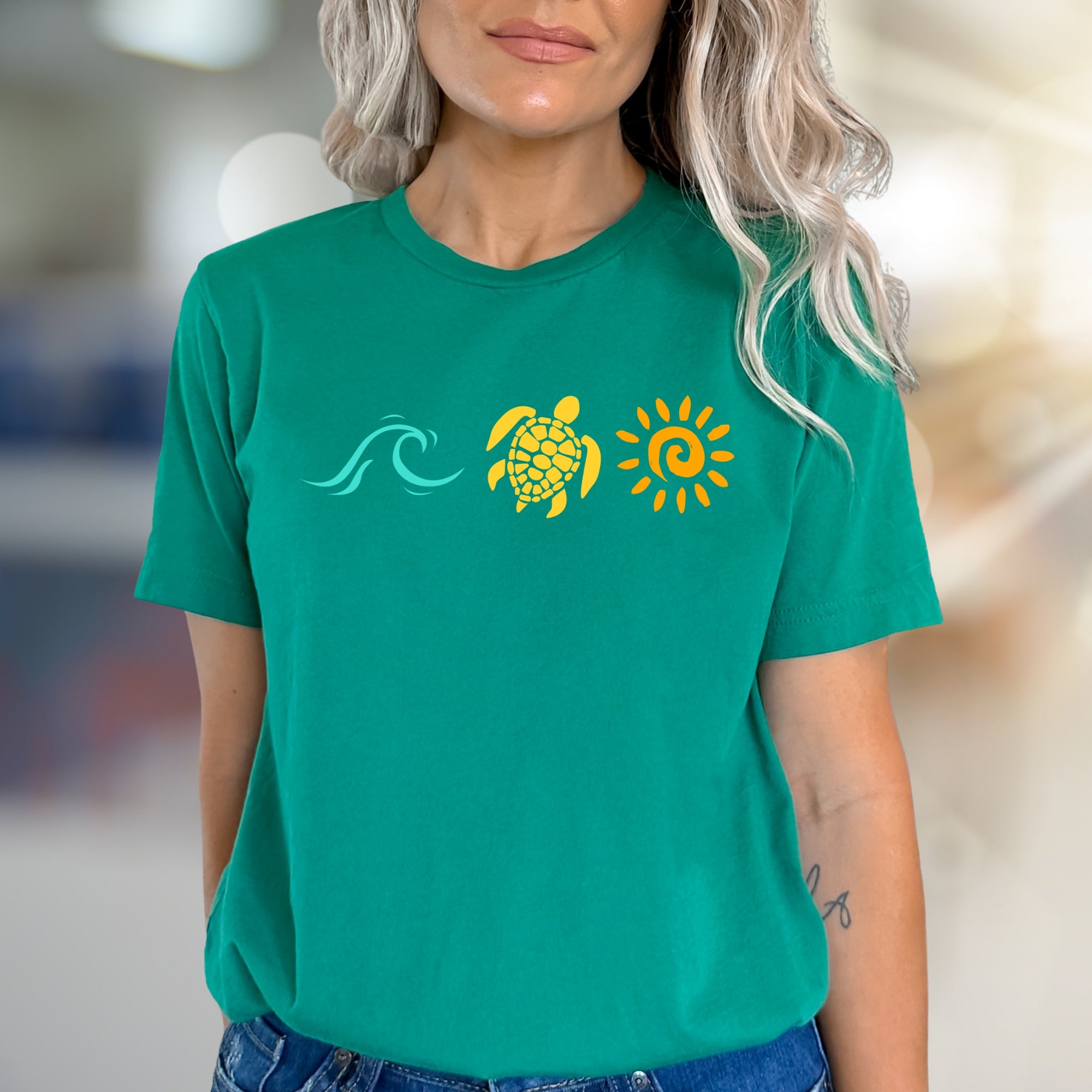 Wave Turtle Sun Graphic Tee, A Beach Vibe Pick for Ocean Lovers