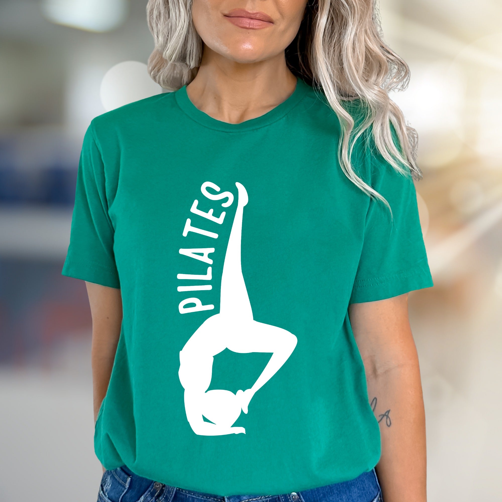 "Pilates" Acrobat Pose Graphic Tee, a Wellness Pick for Fitness Enthusiasts