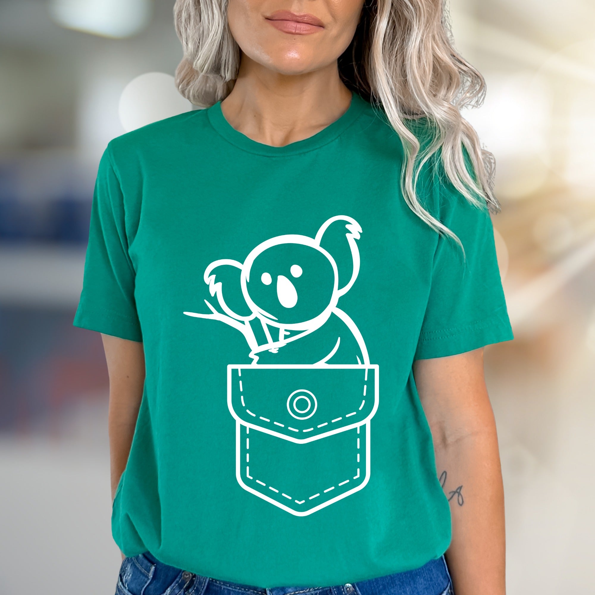 Little Koala Pocket Graphic Tee, A Cute Animal Lover's Pick for Everyday Wear