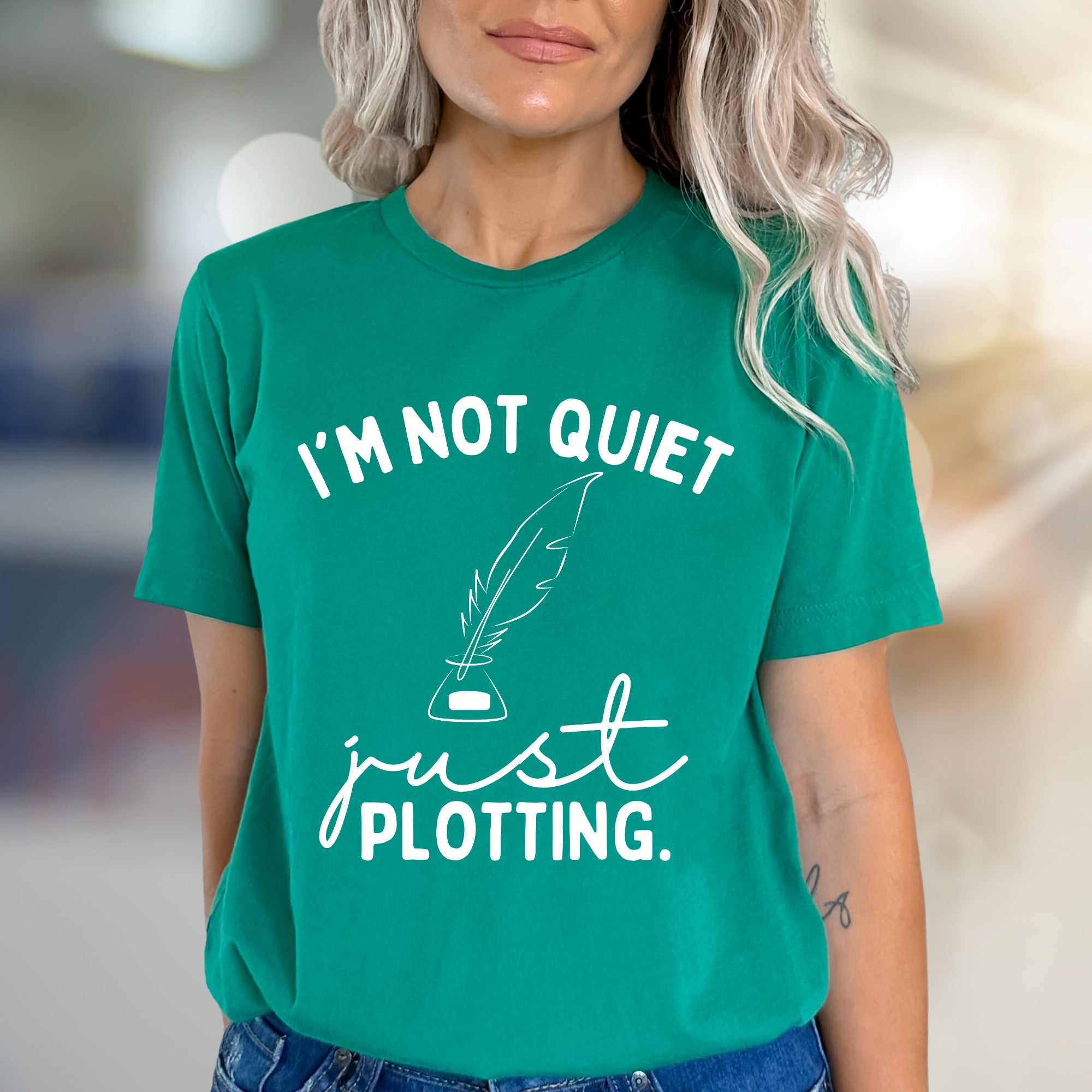 "I'm Not Quiet, Just Plotting." Writer's Graphic Tee, Thoughtful Pick for Creatives