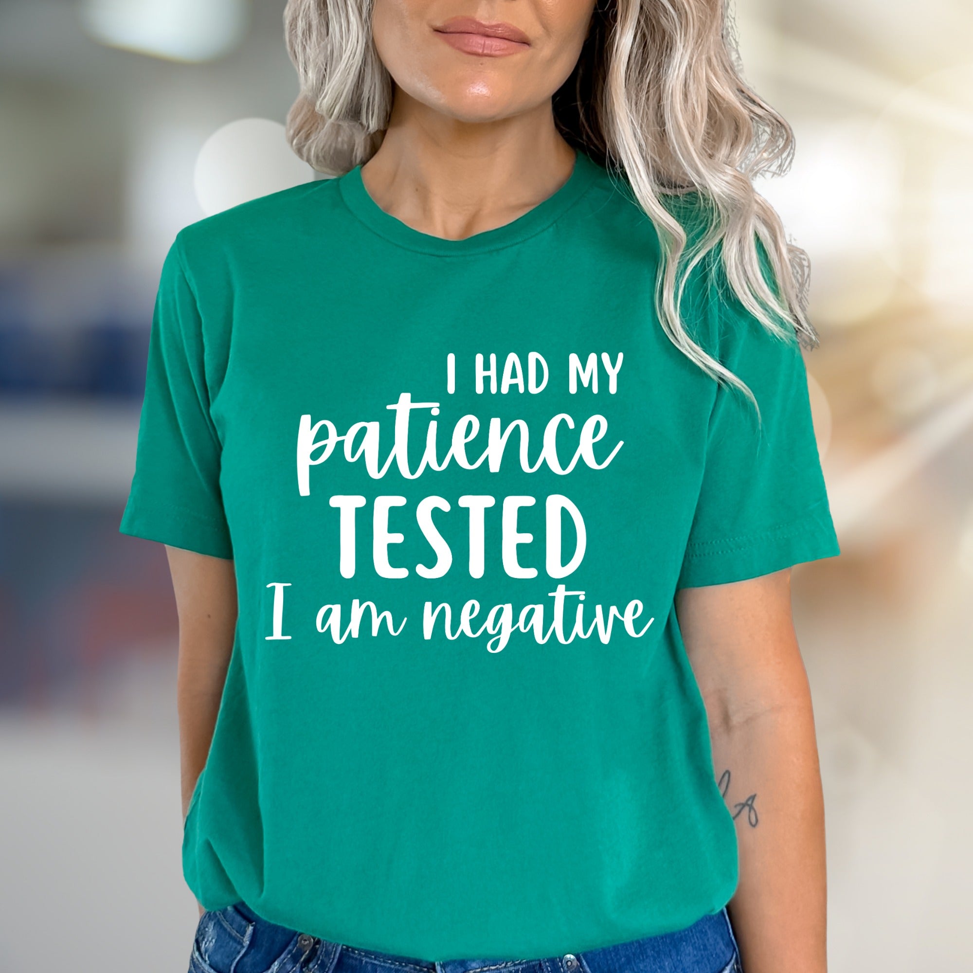 "I Had My Patience Tested I Am Negative" Funny Sayings Graphic Tee, a Witty Pick for Sarcastic Souls