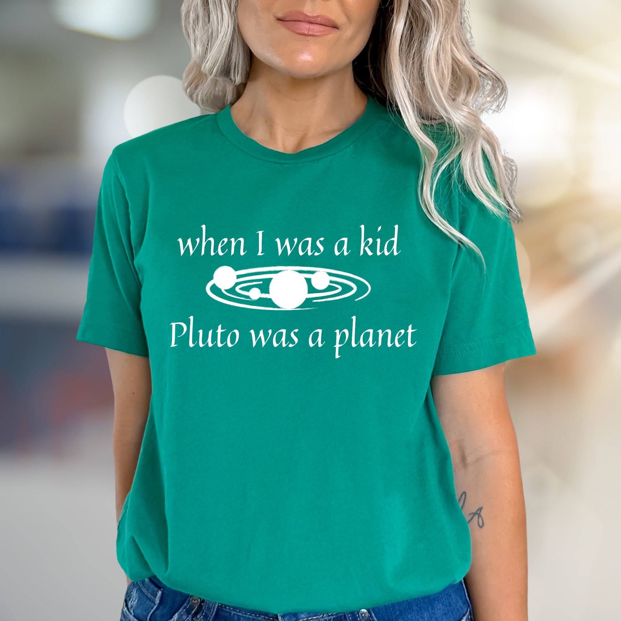 "When I Was a Kid Pluto Was a Planet" Retro Space Graphic Tee, a Nostalgic Pick for Stargazers