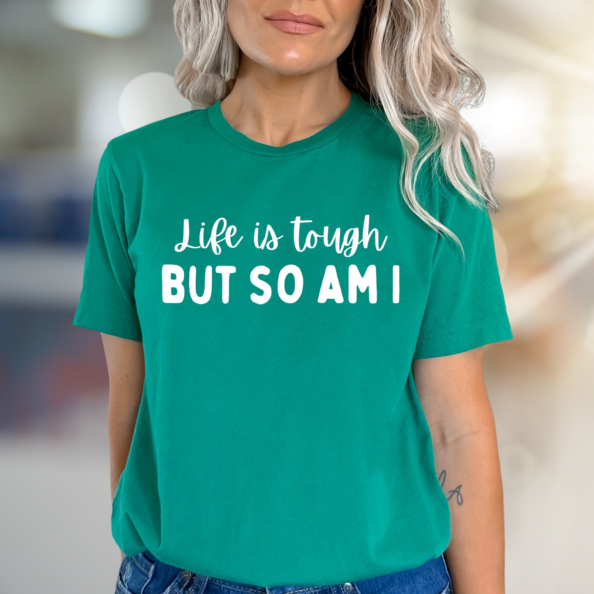 "Life is Tough But So Am I" Inspirational Graphic Tee, a Resilient Pick for Strong Souls